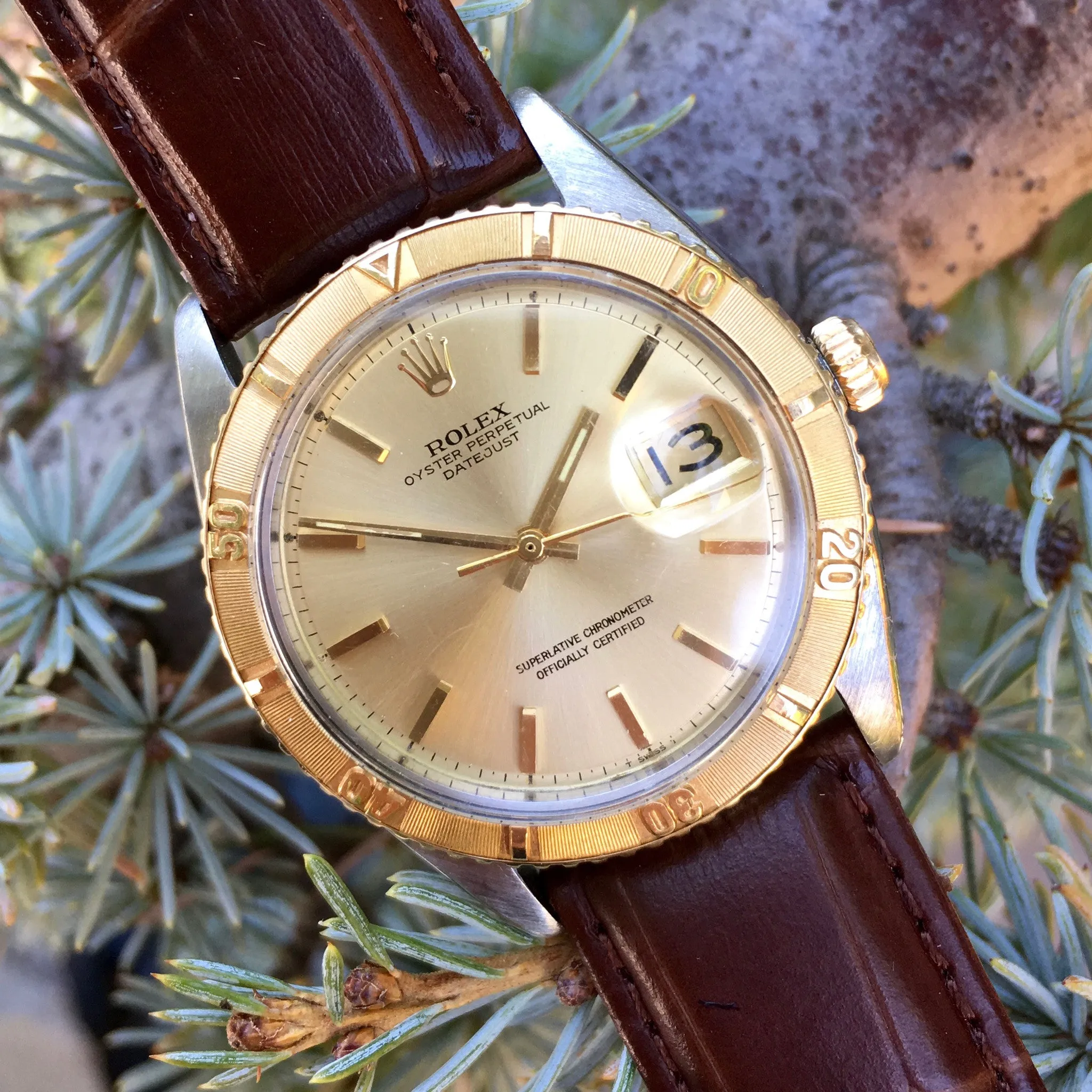 1964 Rolex Thunderbird Datejust 1625 Champagne Two Tone 14K Steel Cal. 1570 Watch