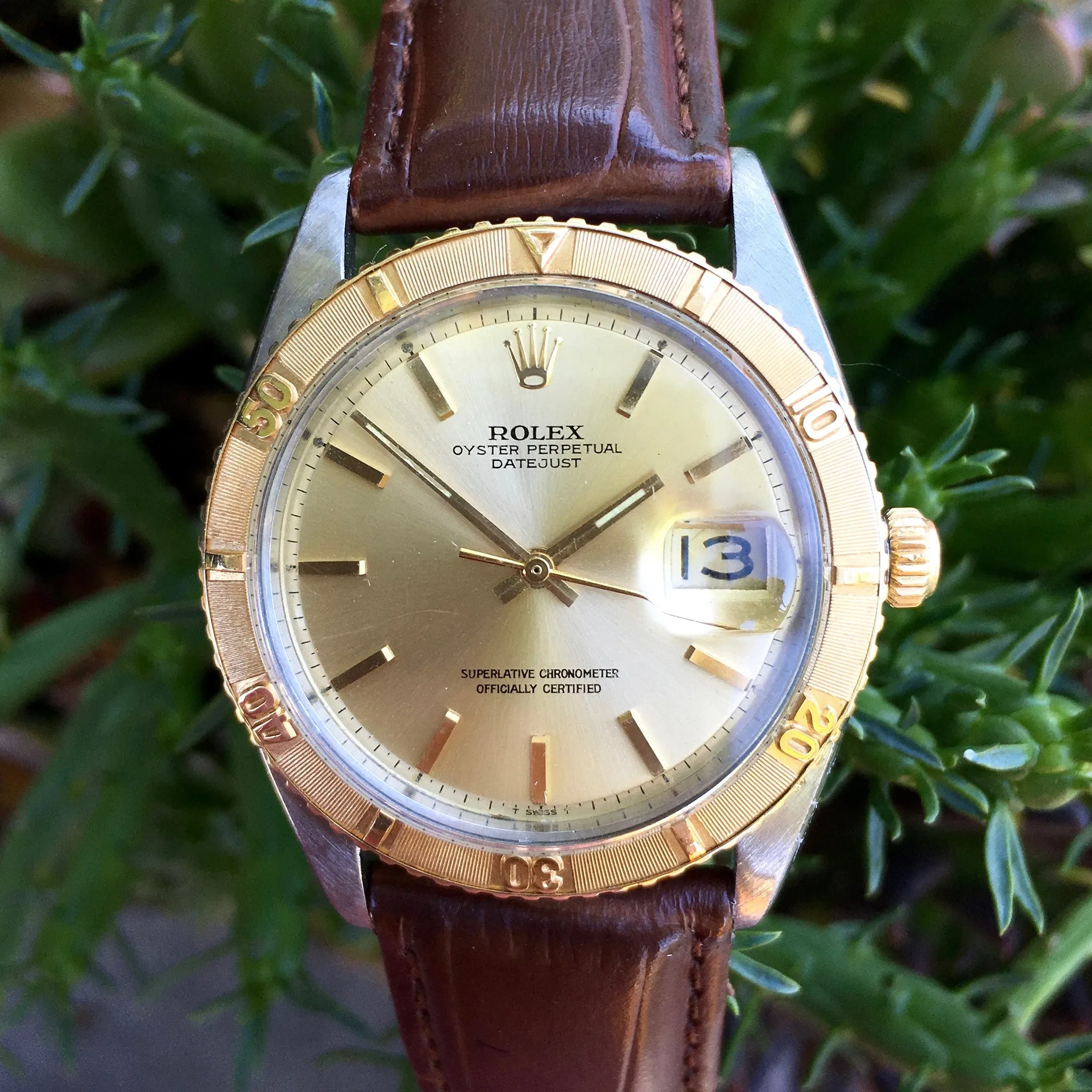 1964 Rolex Thunderbird Datejust 1625 Champagne Two Tone 14K Steel Cal. 1570 Watch