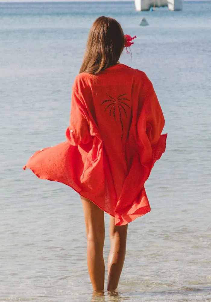 3 Palms Shirt Dress - Hibiscus