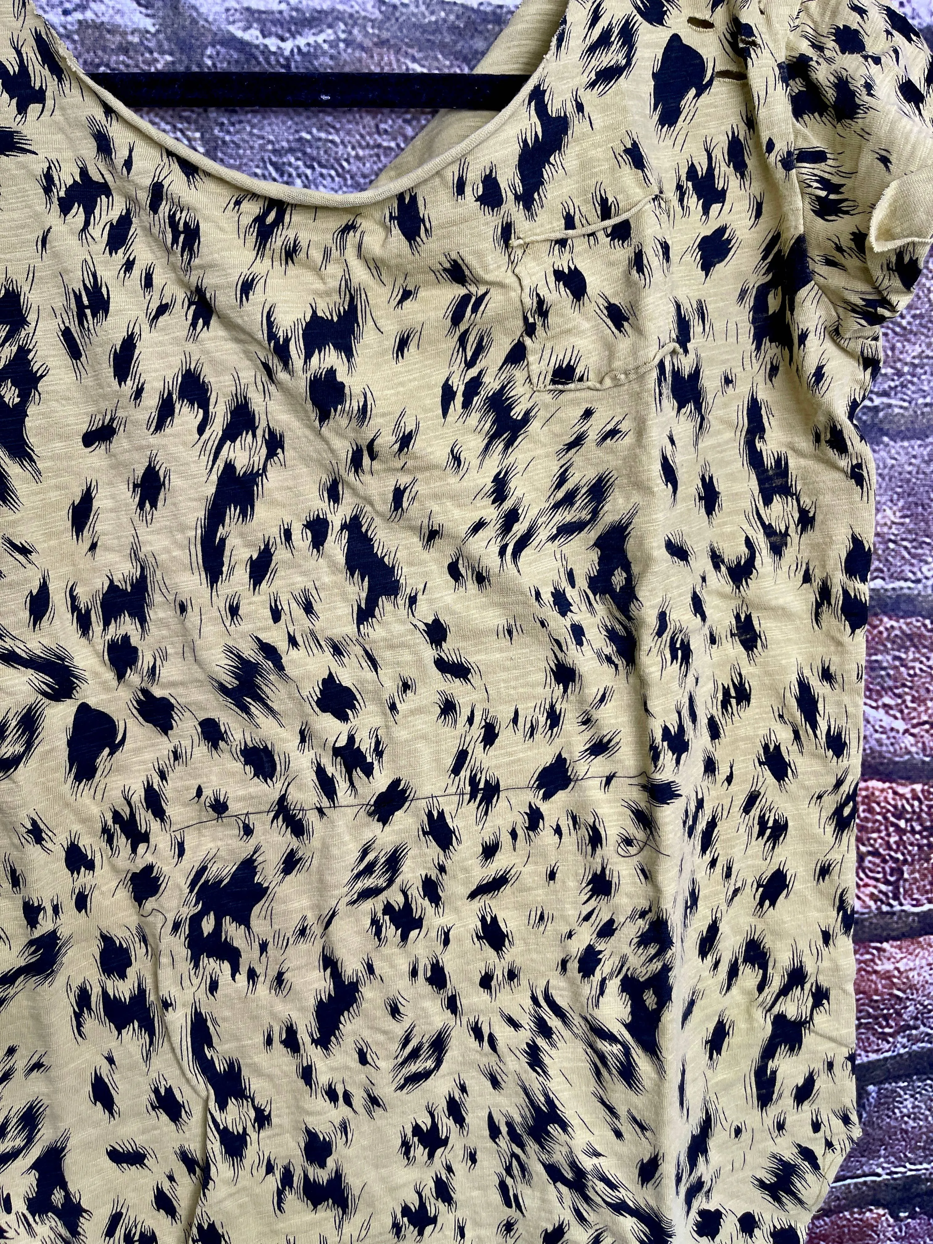 A Rare Bird Off White Animal Print Rip Shirt