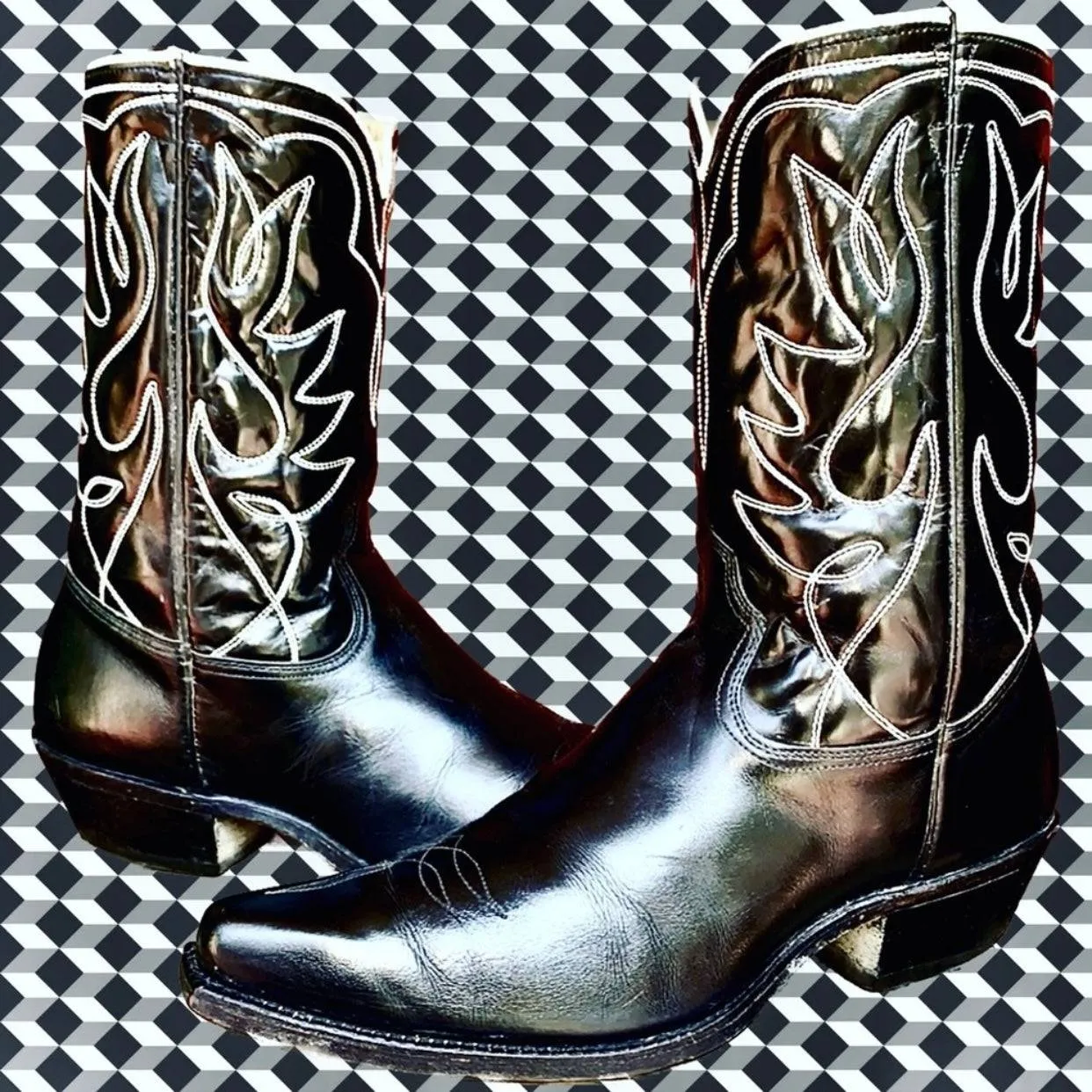 ACME Vintage 1950’s Black Cowboy Western Boots