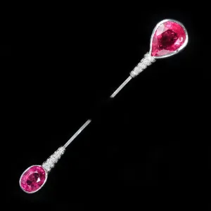 Art Deco Platinum, Rubellite, and Diamond Jabot Pin