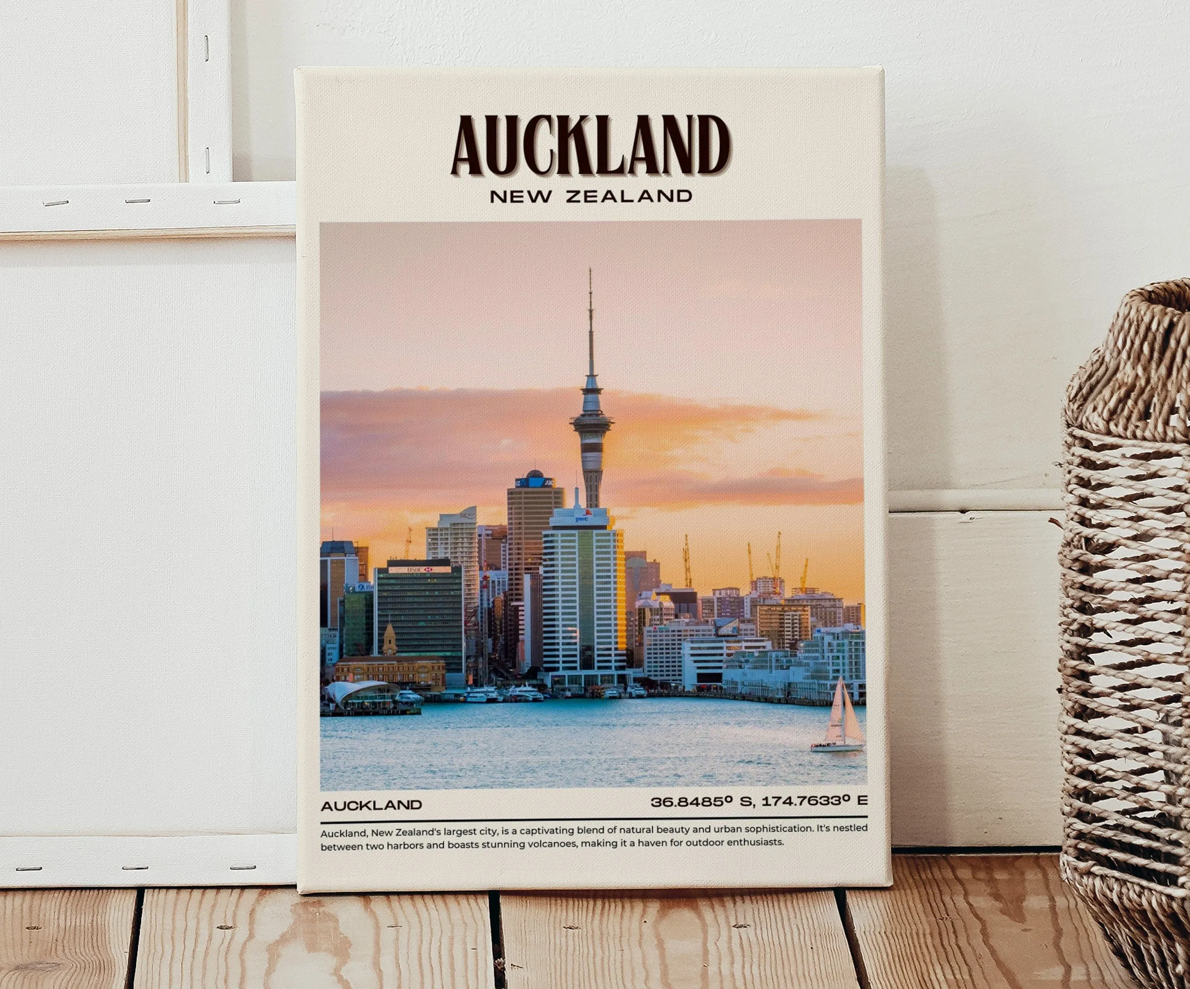 Auckland Vintage Wall Art, New Zealand