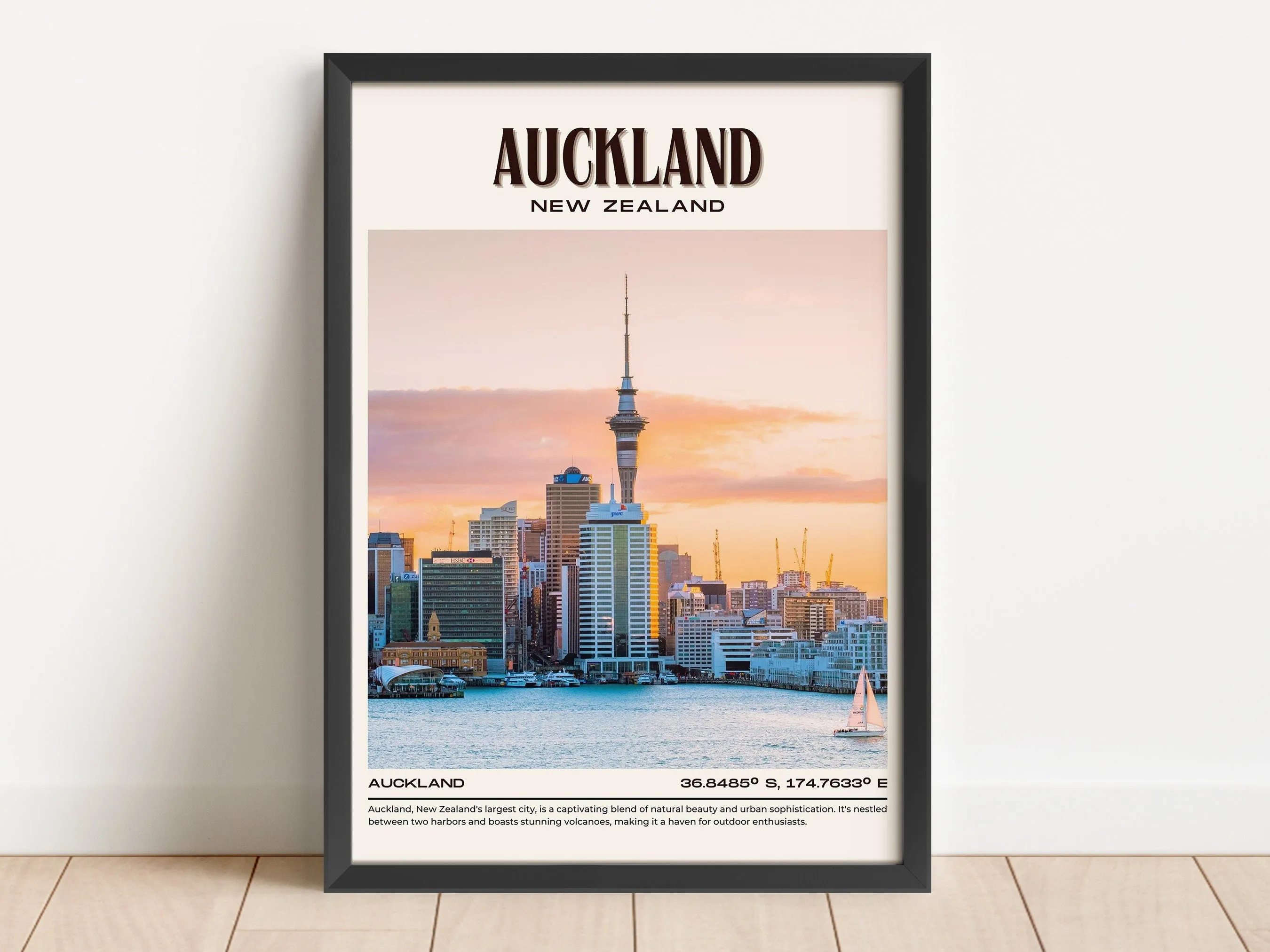 Auckland Vintage Wall Art, New Zealand