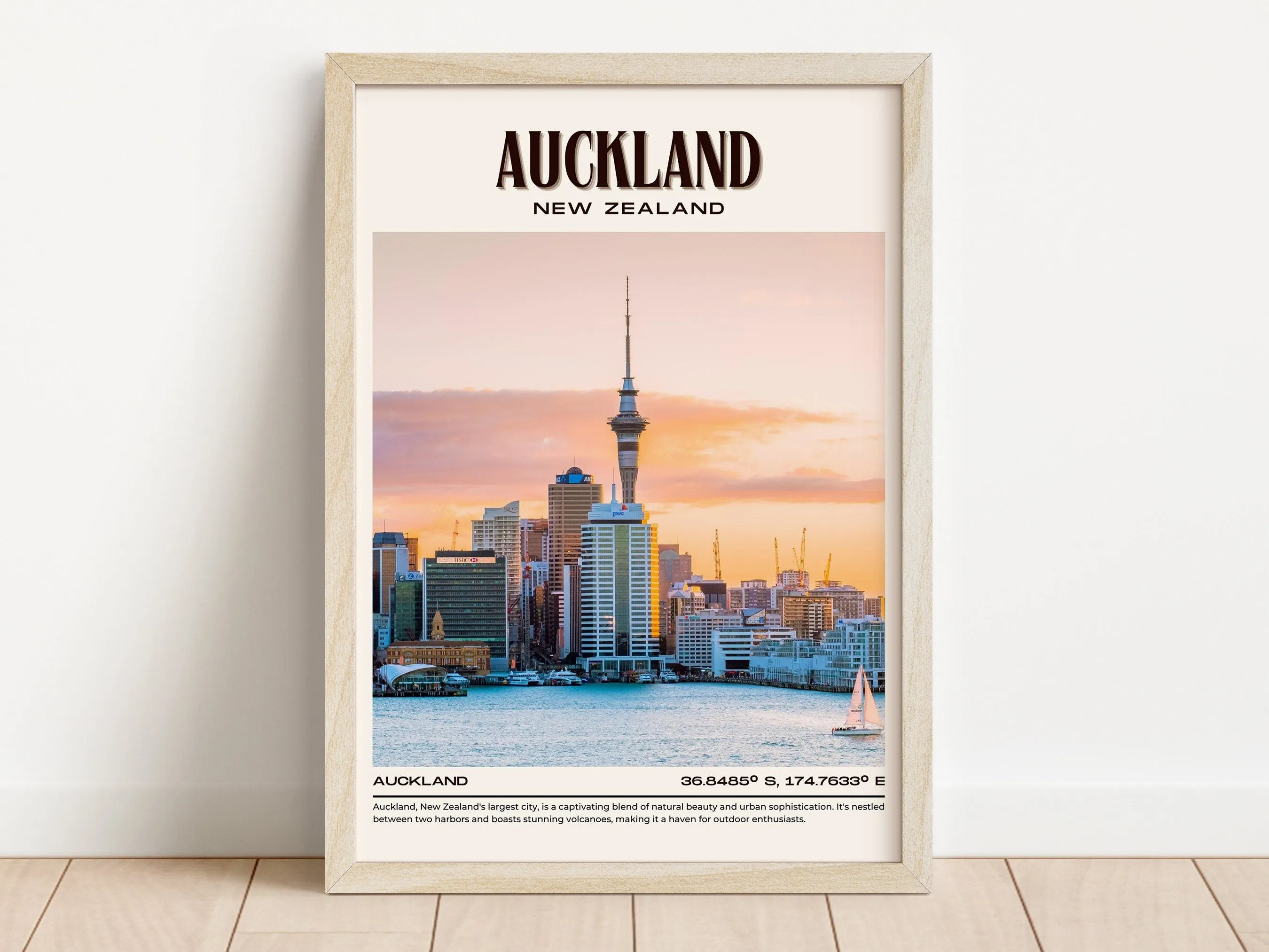 Auckland Vintage Wall Art, New Zealand