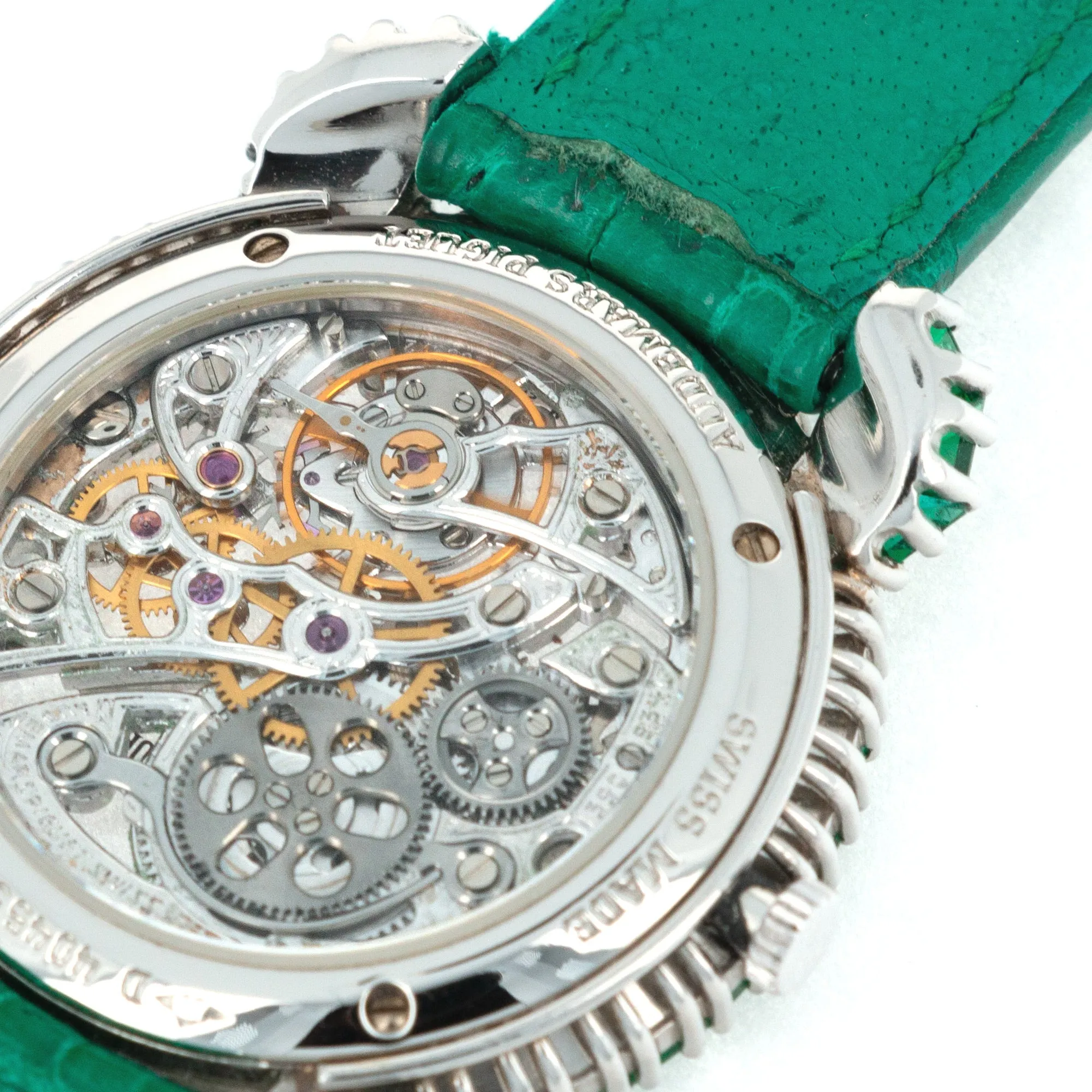 Audemars Piguet Skeletonized Emerald Diamond Watch, Piece Unique