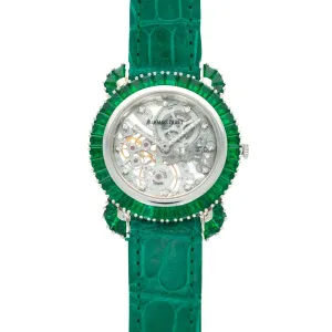Audemars Piguet Skeletonized Emerald Diamond Watch, Piece Unique