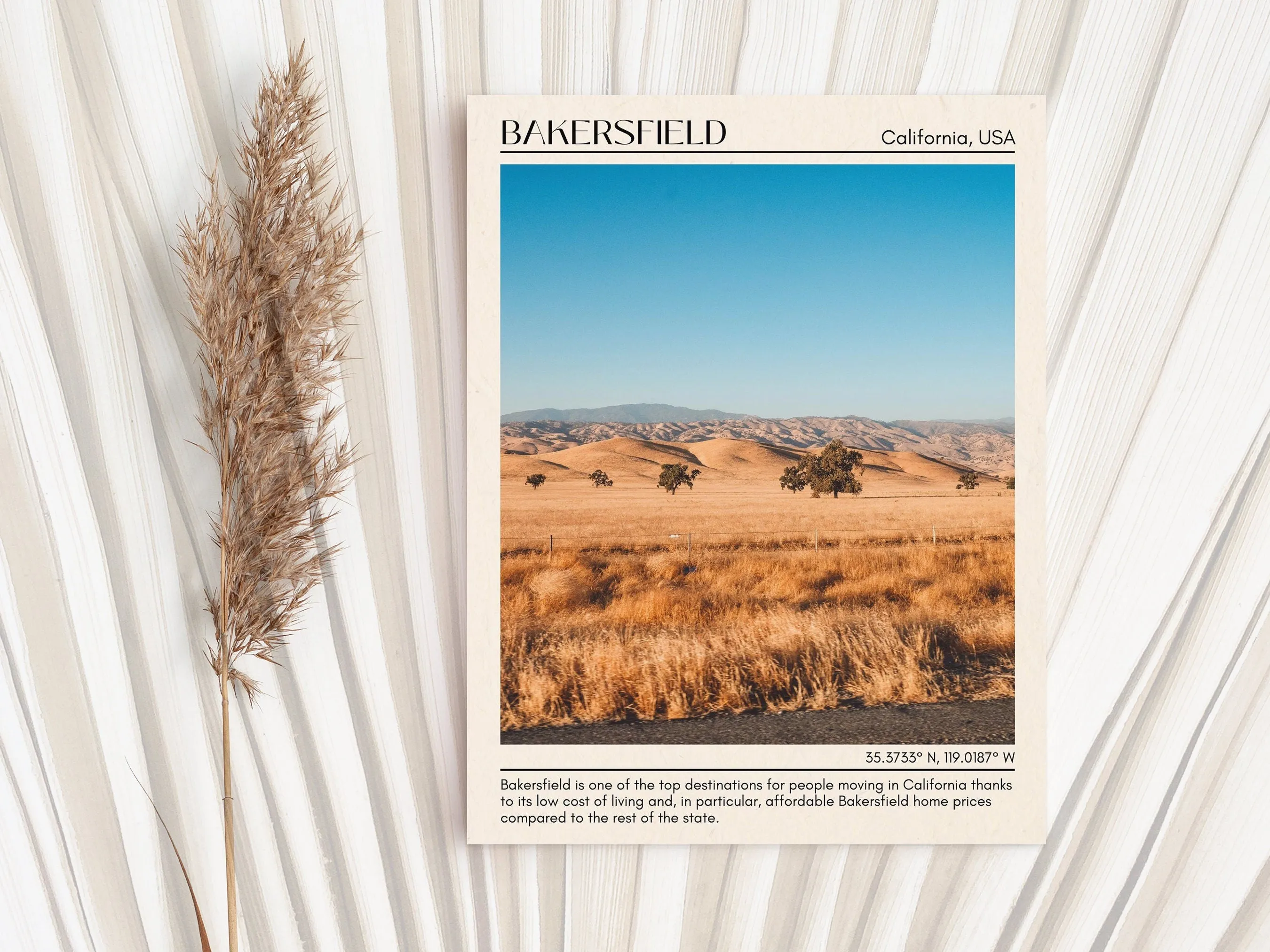 Bakersfield Minimal Wall Art, California, USA
