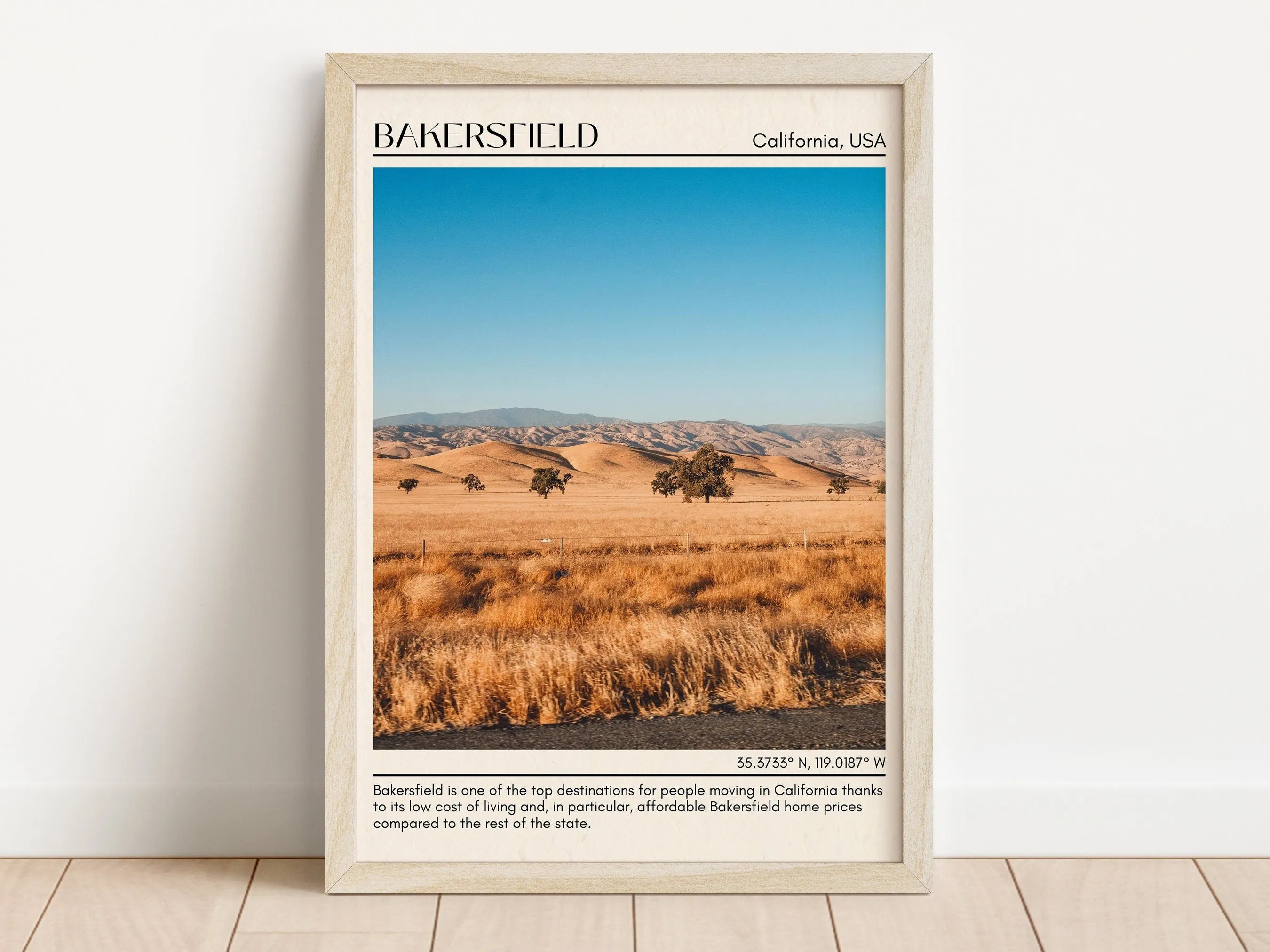 Bakersfield Minimal Wall Art, California, USA