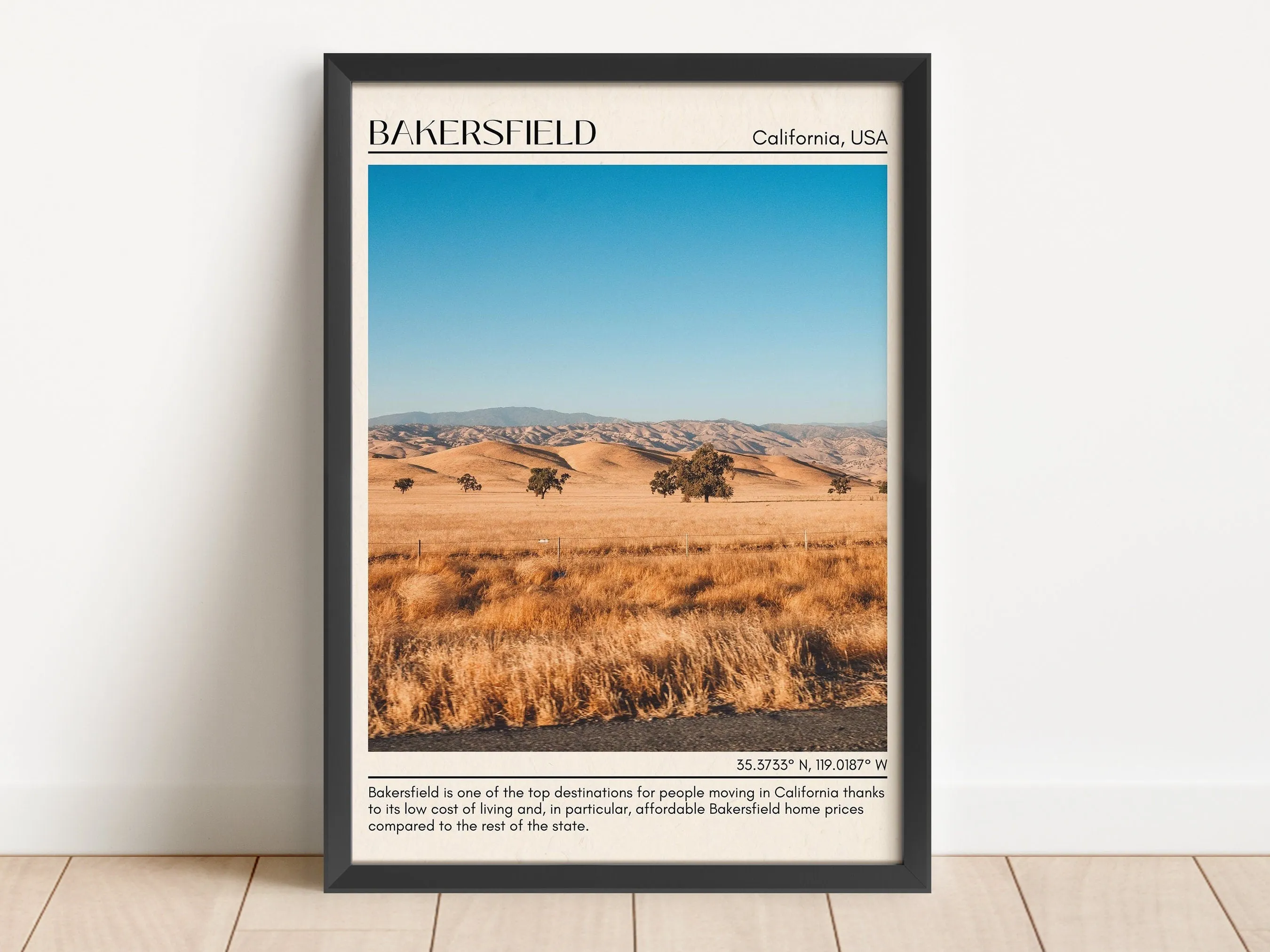 Bakersfield Minimal Wall Art, California, USA