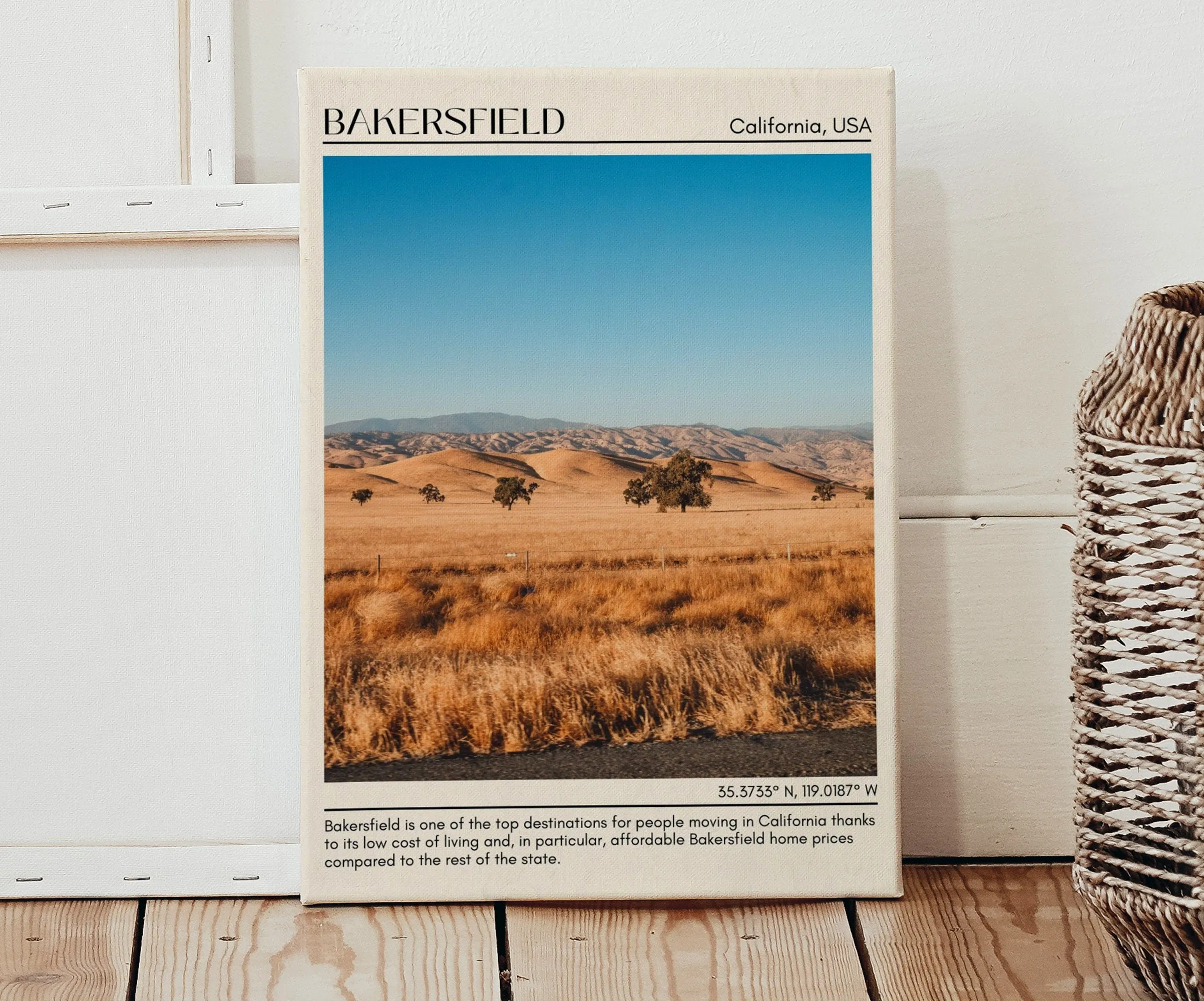 Bakersfield Minimal Wall Art, California, USA