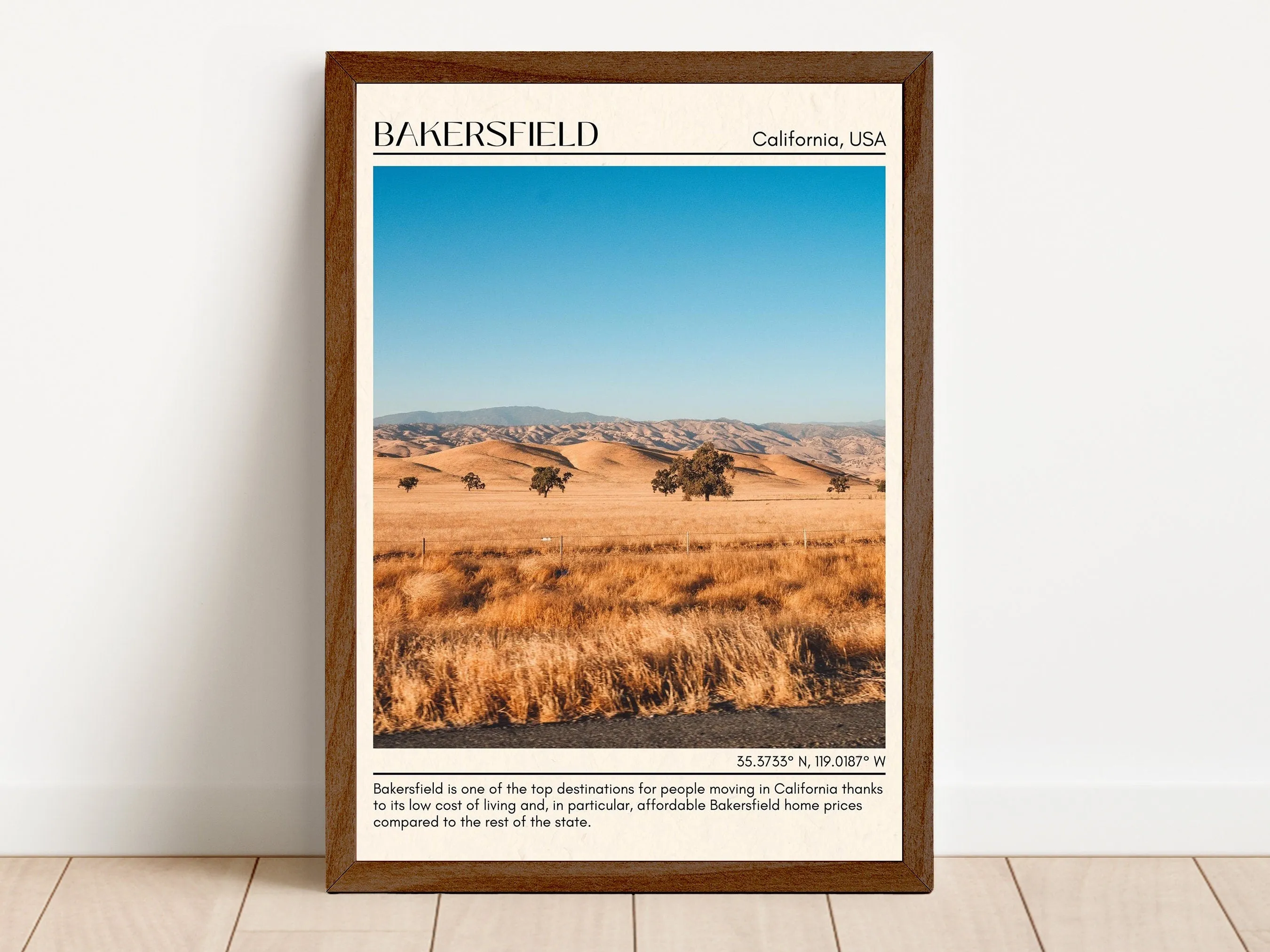 Bakersfield Minimal Wall Art, California, USA
