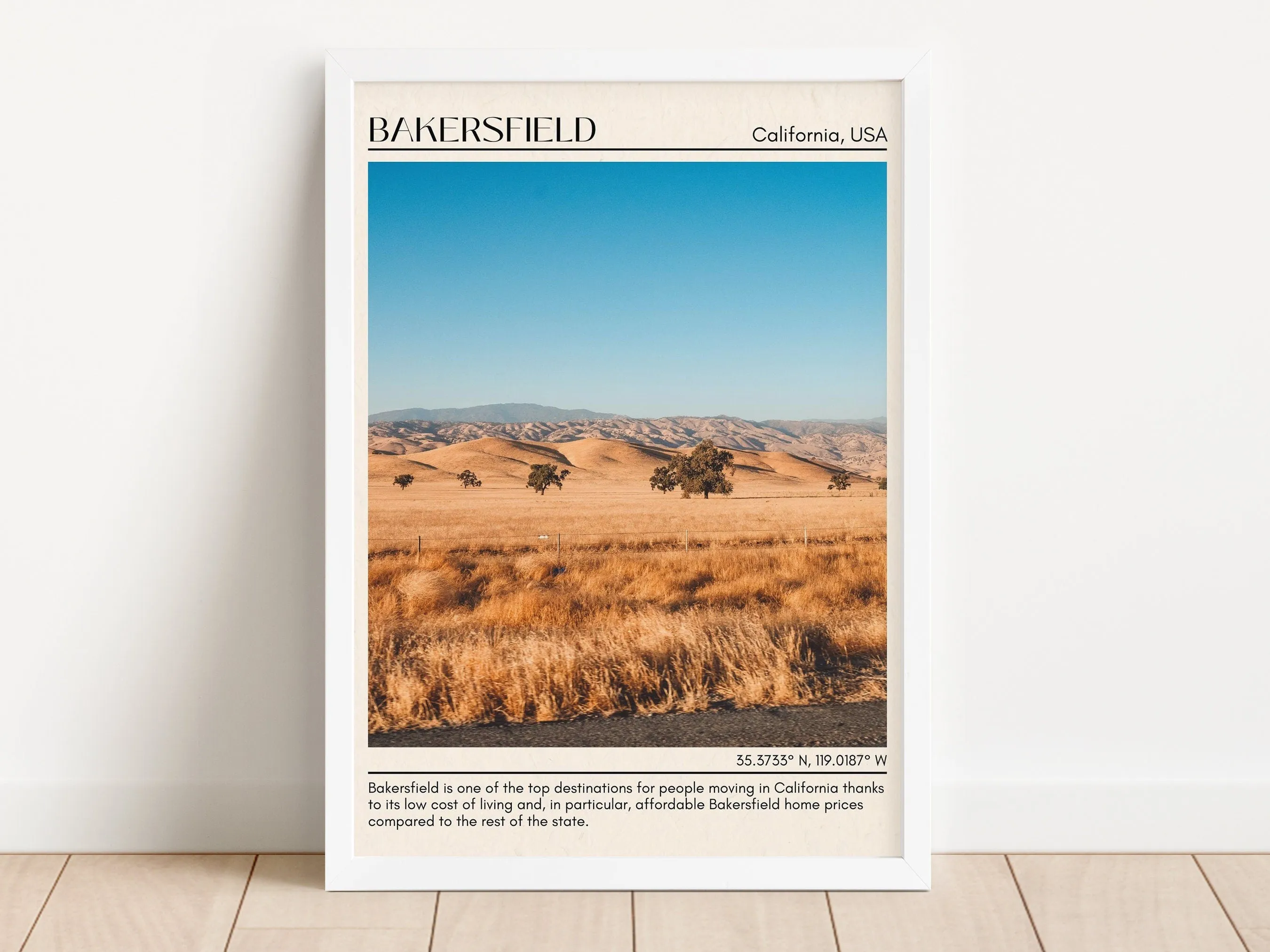 Bakersfield Minimal Wall Art, California, USA