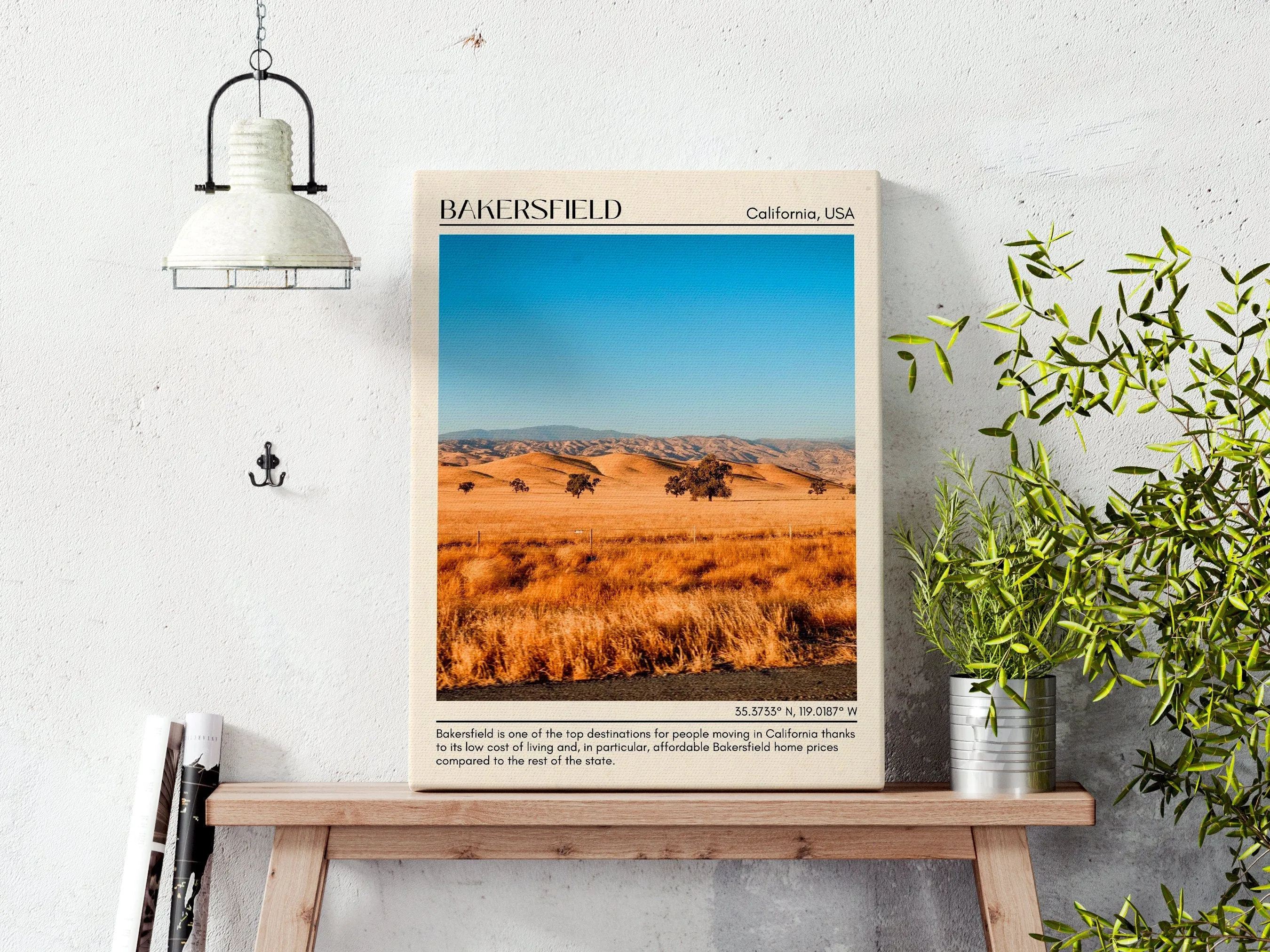 Bakersfield Minimal Wall Art, California, USA