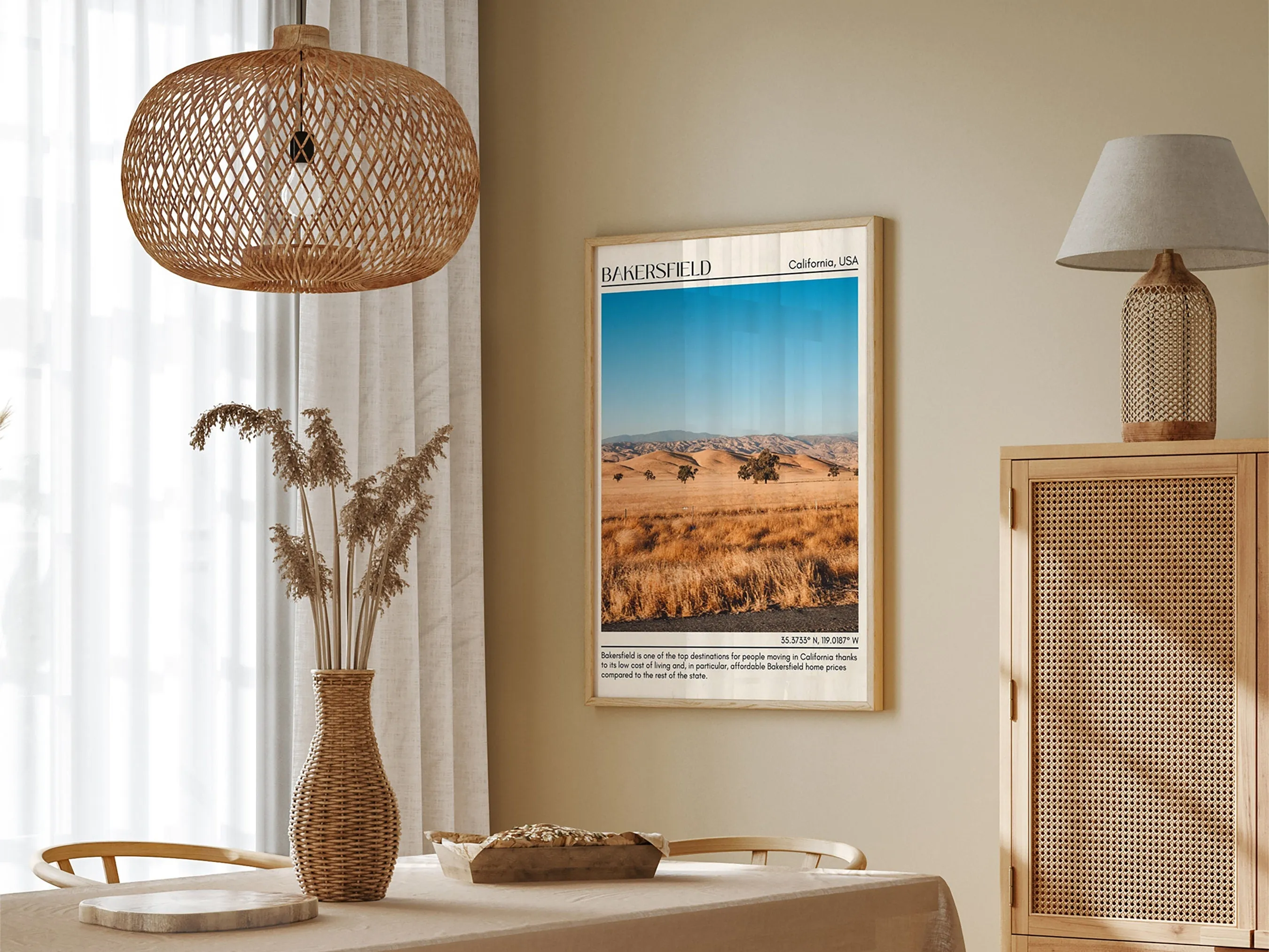 Bakersfield Minimal Wall Art, California, USA