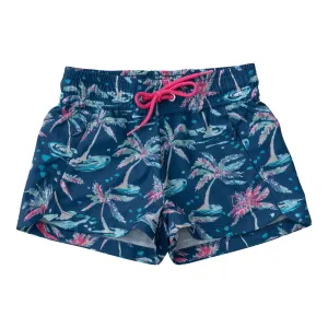 Beach Cruiser Short in Navy Palm Print