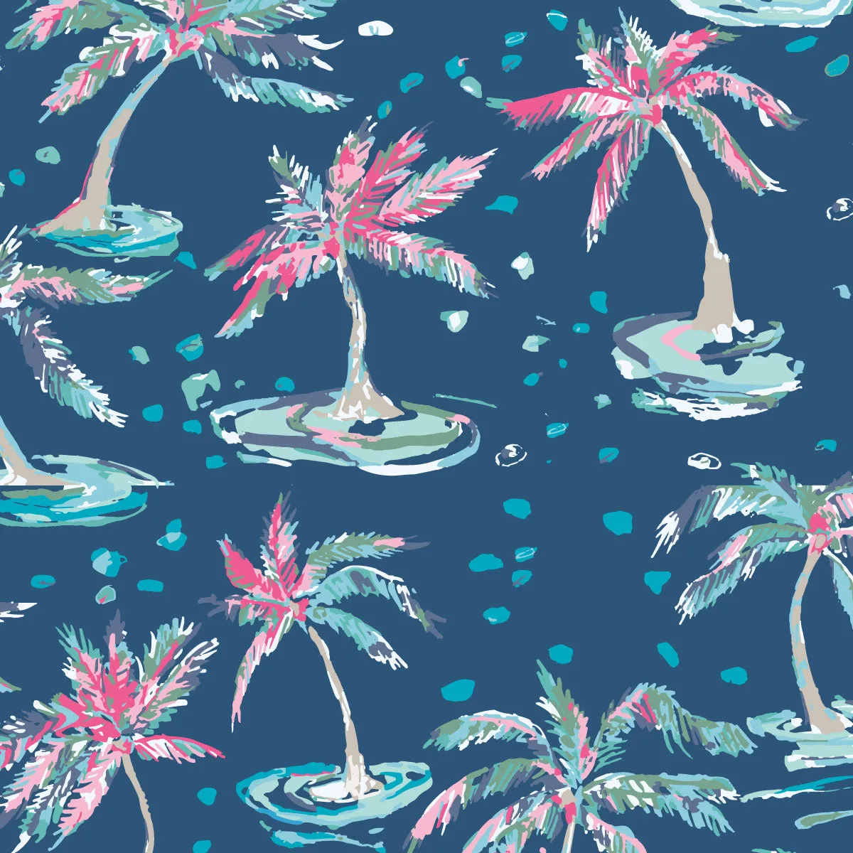 Beach Cruiser Short in Navy Palm Print
