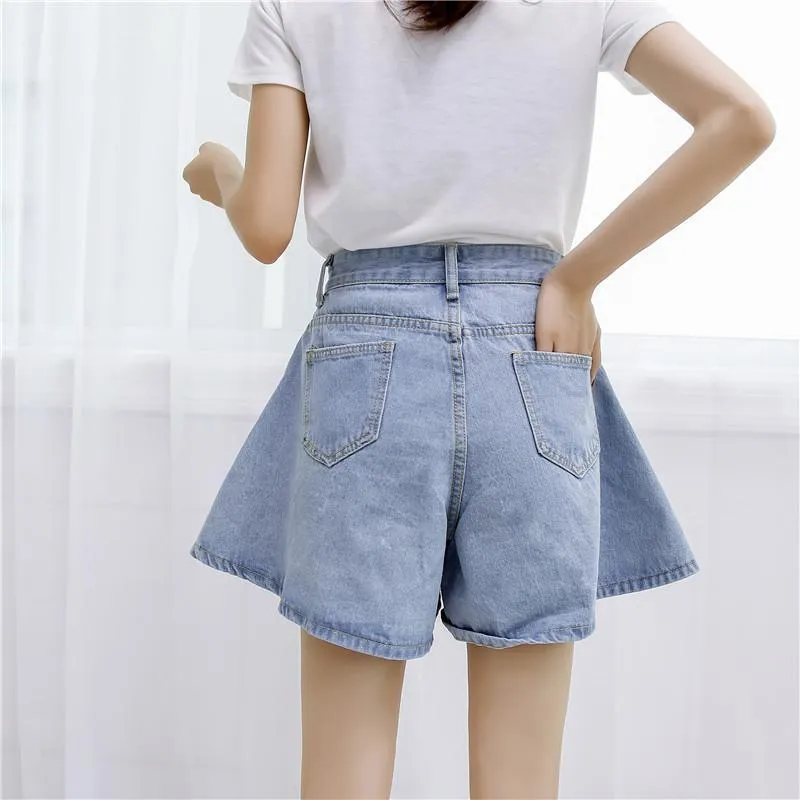 Beading Design A-Line Denim Shorts