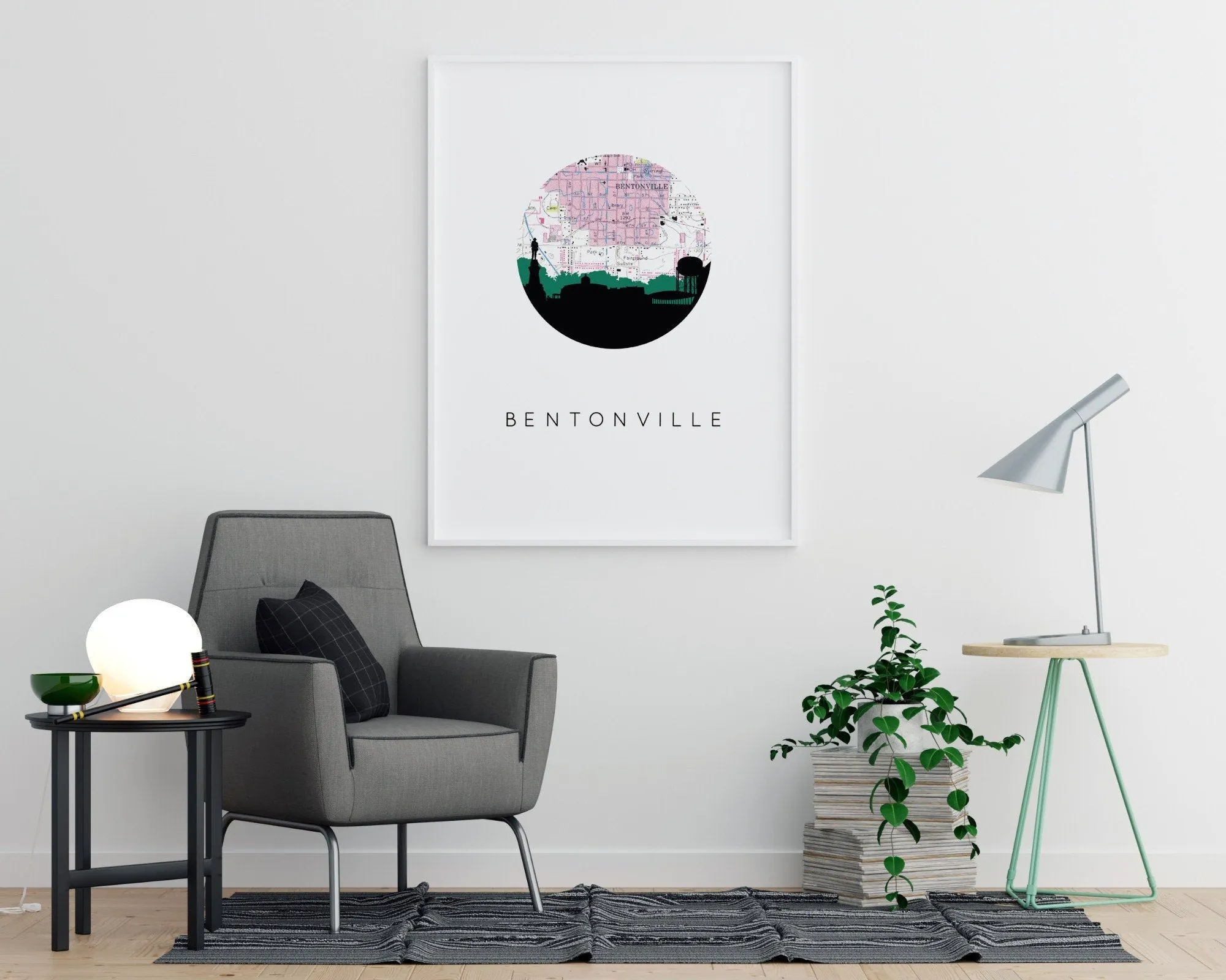 Bentonville, Arkansas decor, Arkansas map art, Arkansas art print, Bentonville Arkansas skyline art, city skyline art, city art print