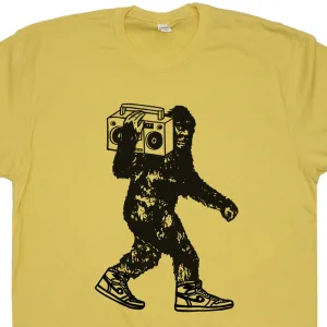 Bigfoot Stereo T Shirt Sasquatch Record Player Shirt Vintage Hip Hop 80s Tees