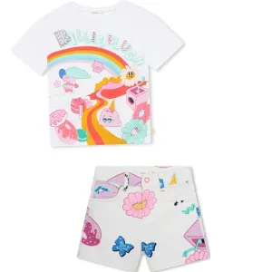 BILLIEBLUSH - Flower Pattern T & Denim Shorts - White