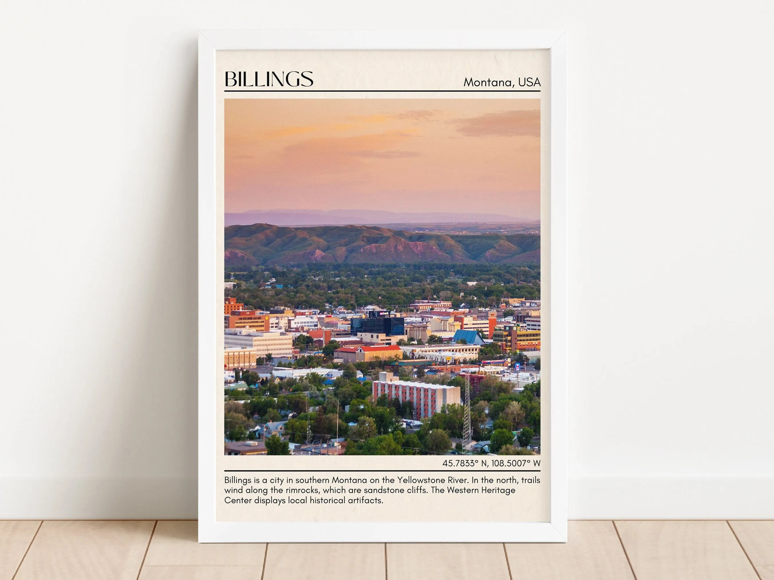 Billings Minimal Wall Art, Montana, USA