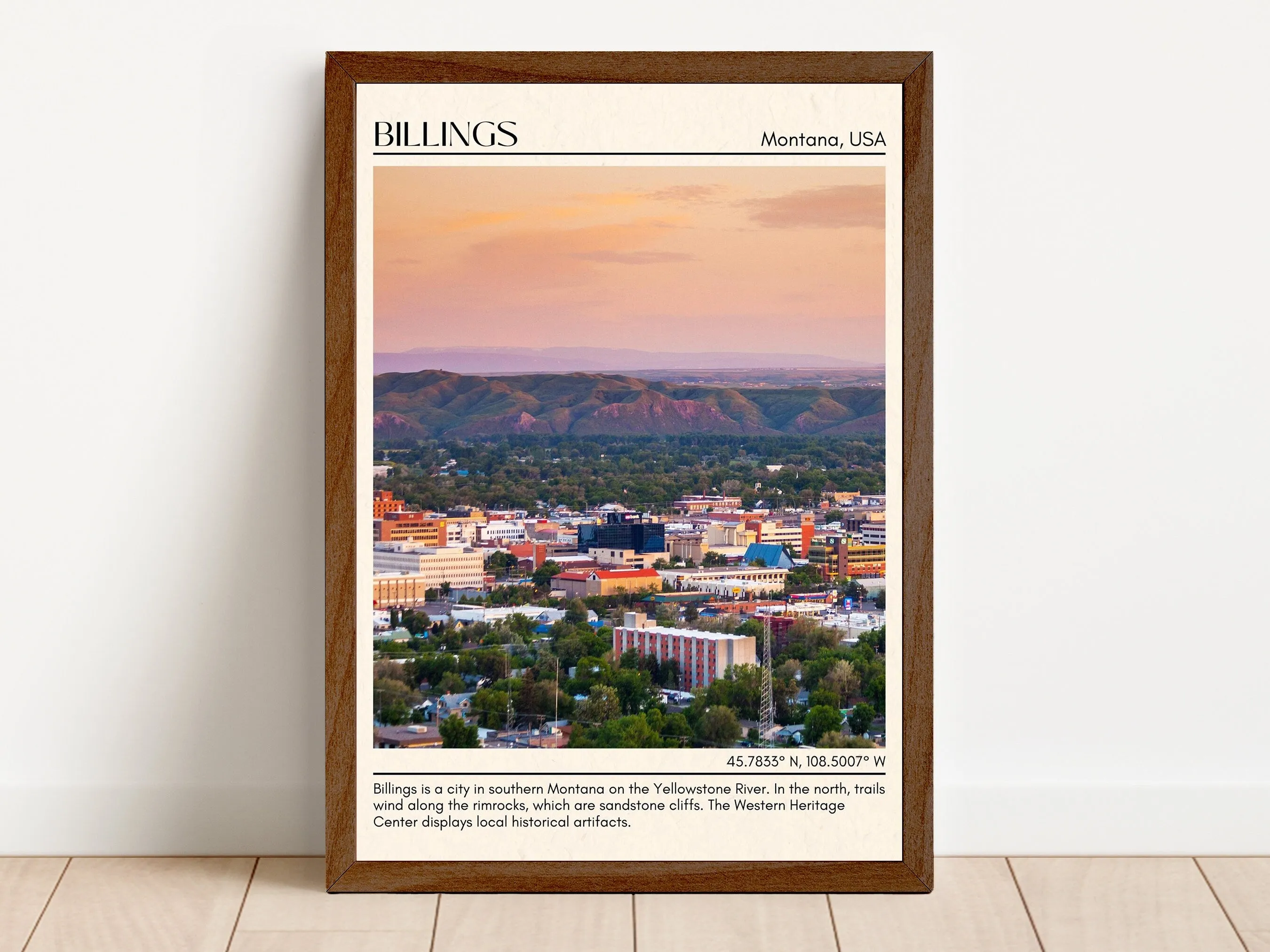 Billings Minimal Wall Art, Montana, USA