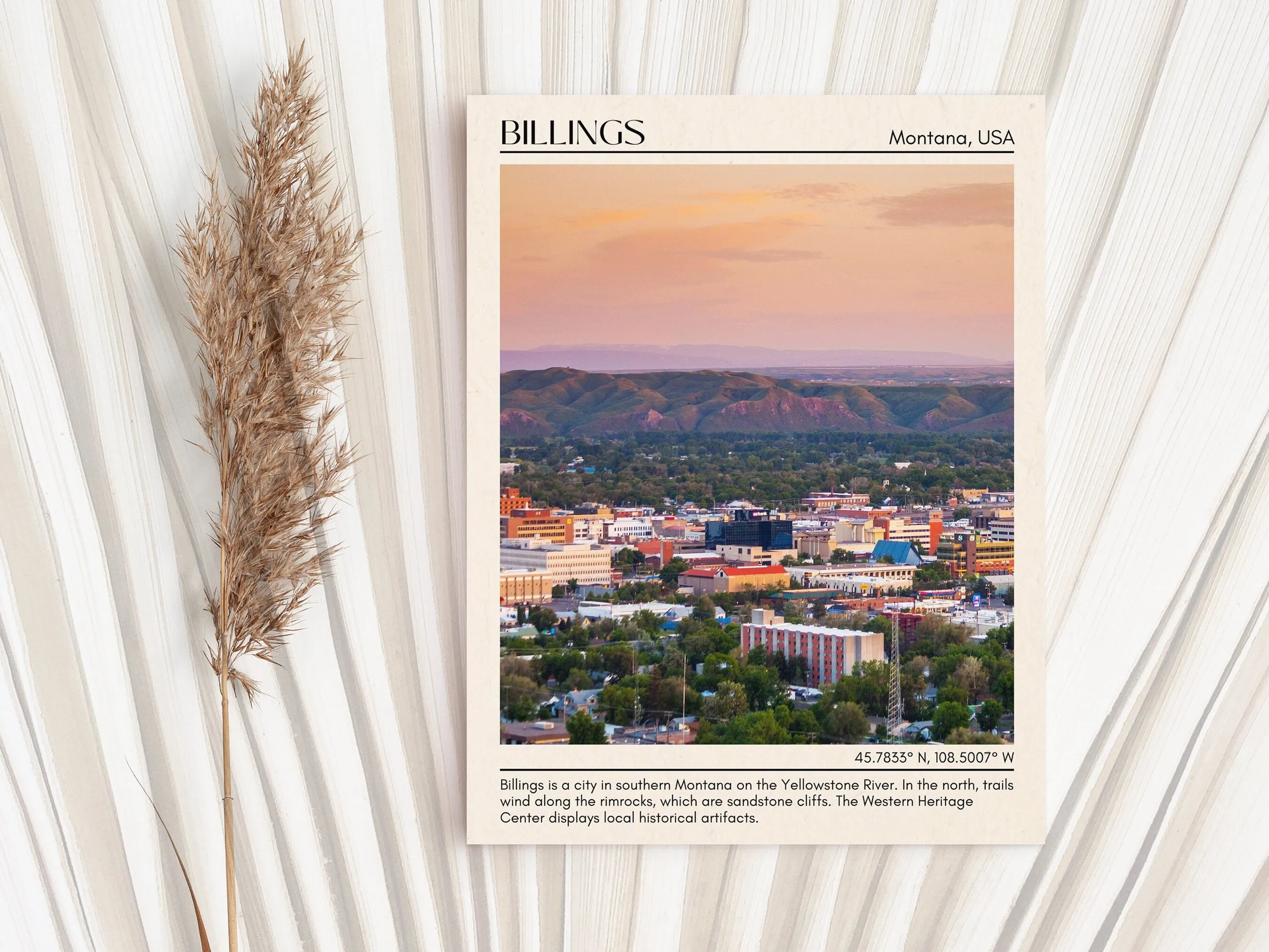 Billings Minimal Wall Art, Montana, USA