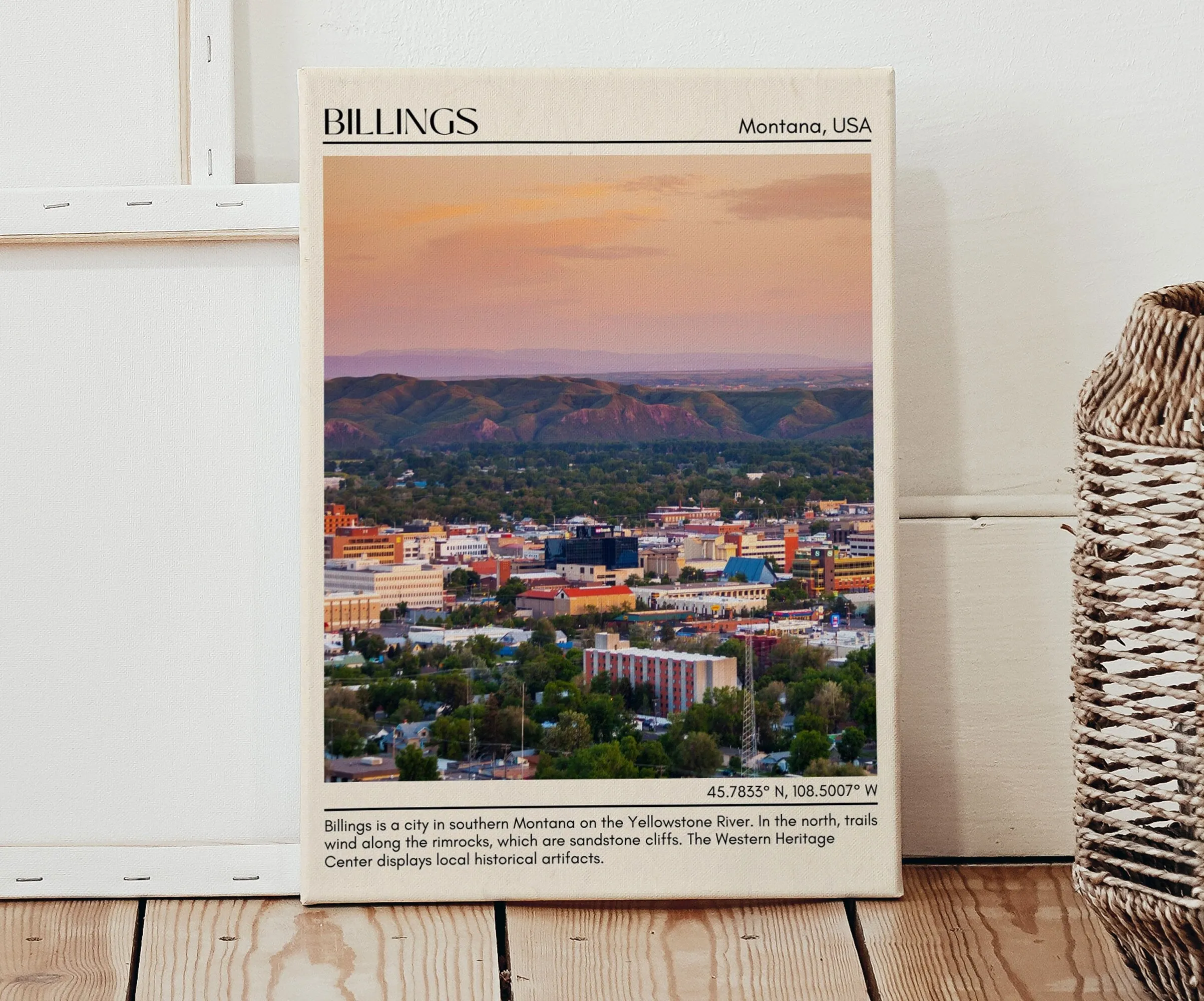 Billings Minimal Wall Art, Montana, USA