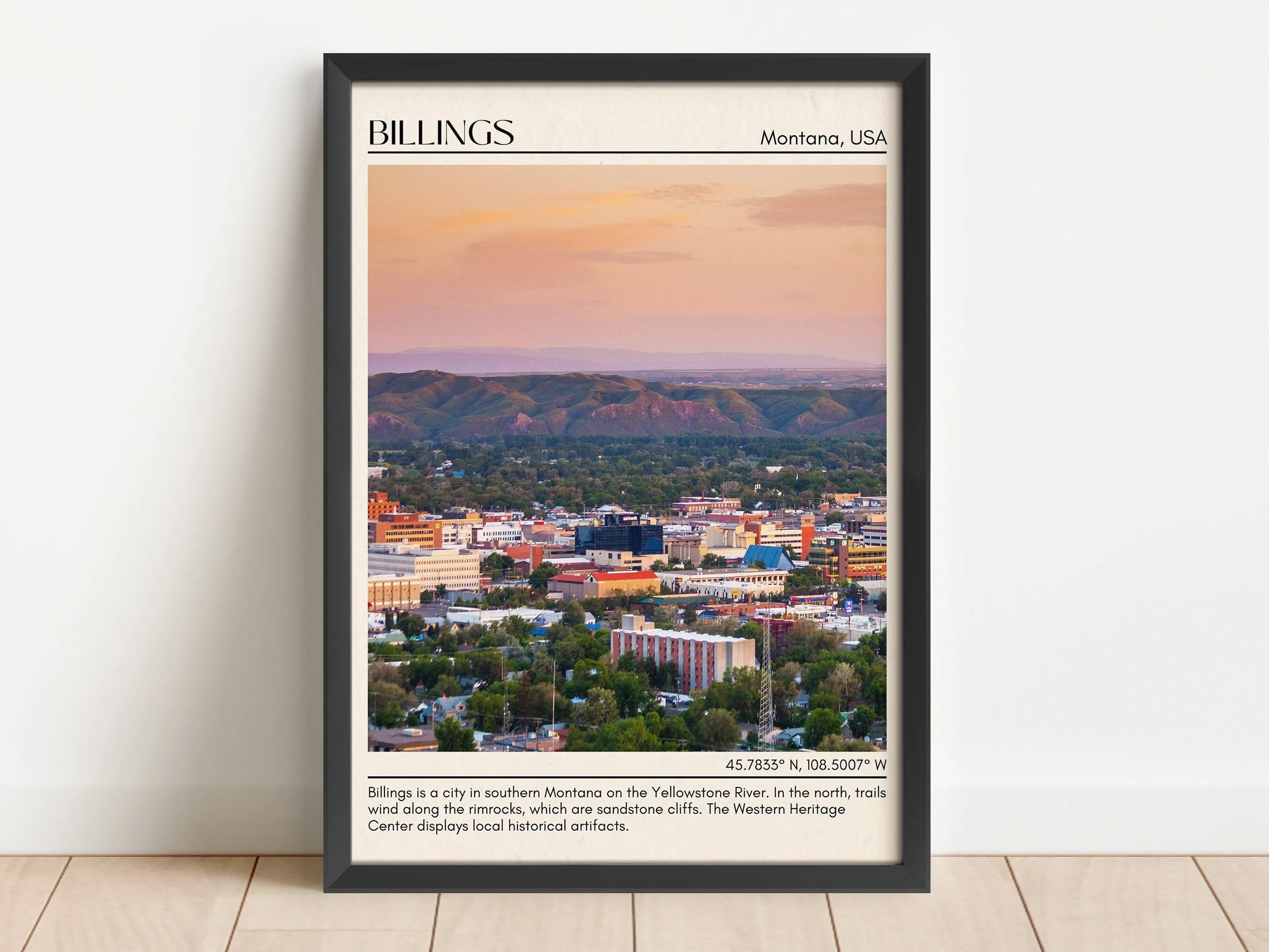 Billings Minimal Wall Art, Montana, USA