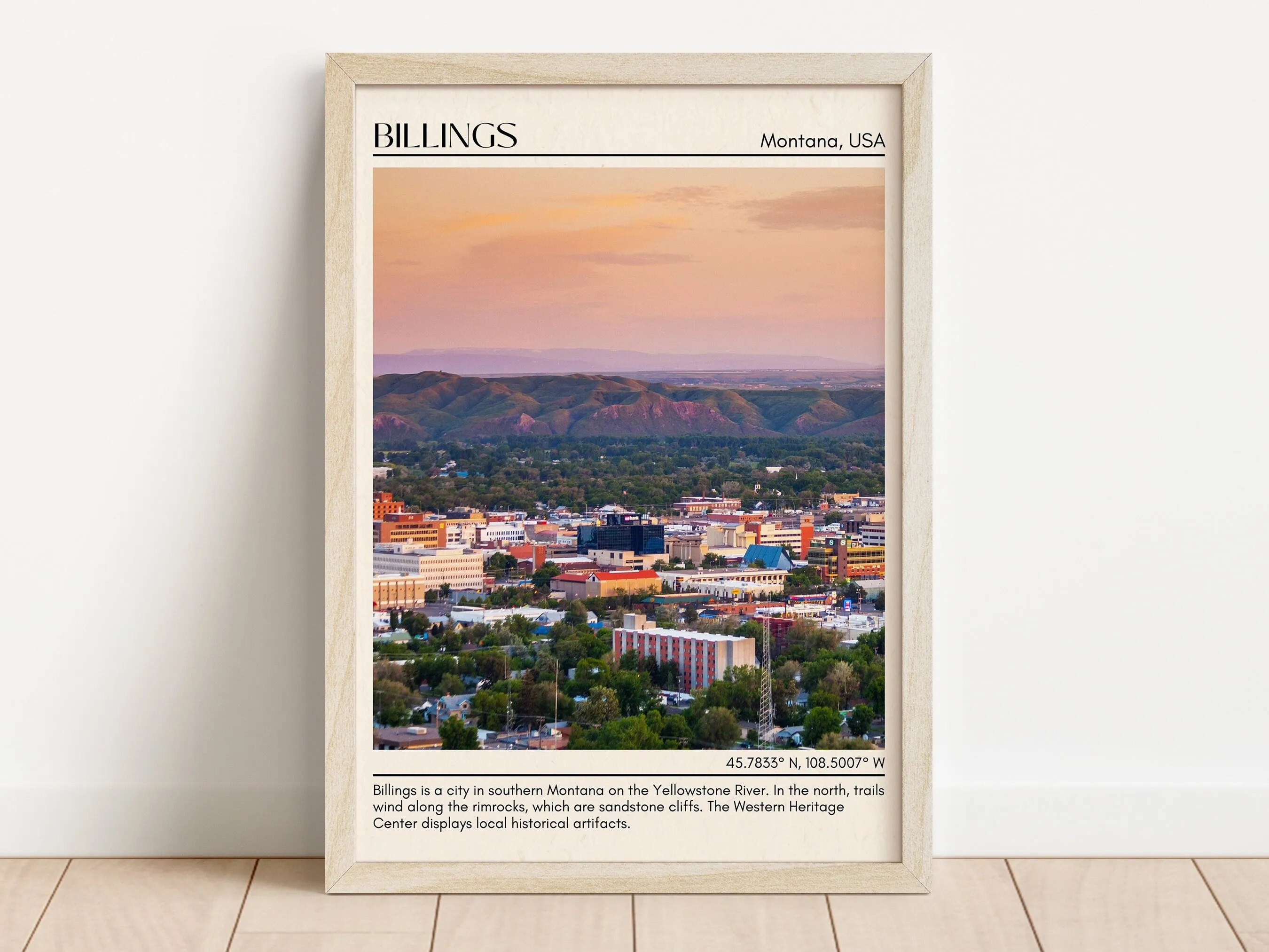 Billings Minimal Wall Art, Montana, USA
