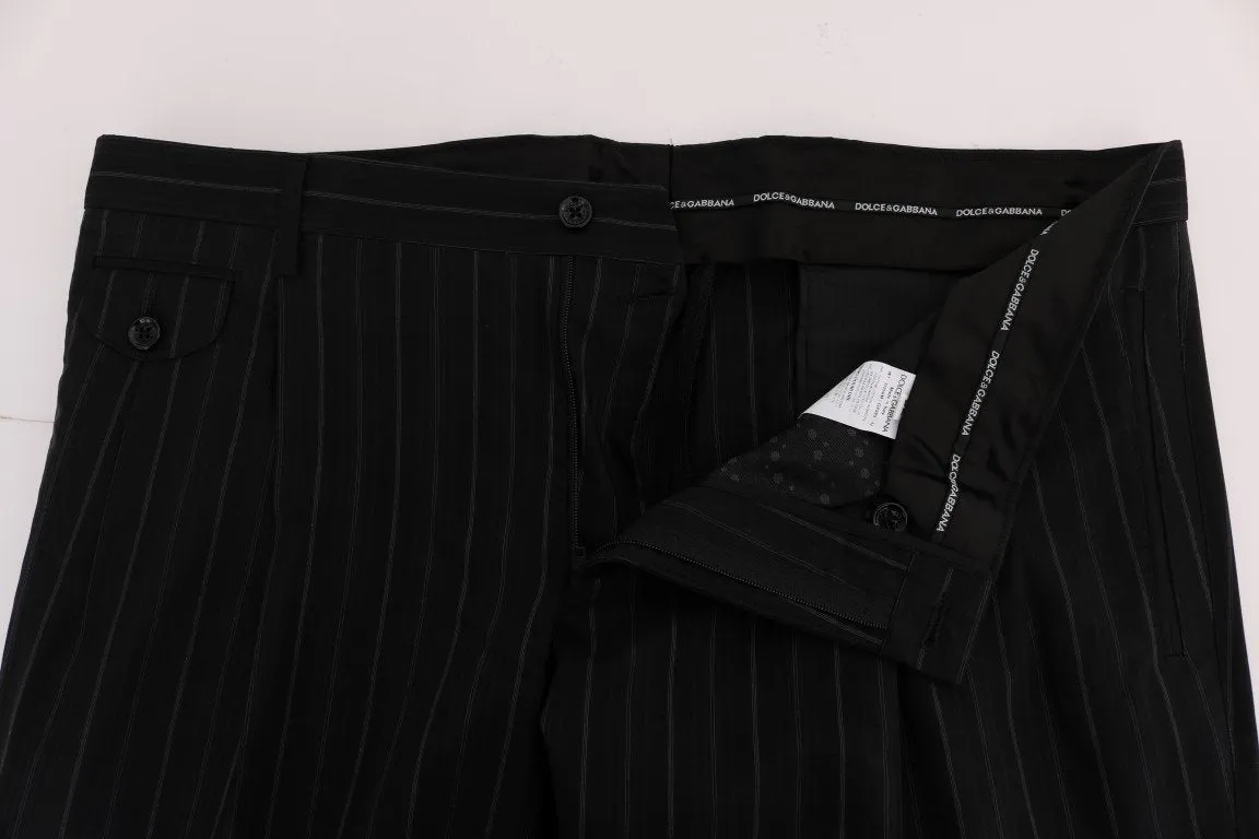 Black Striped Cotton Dress Pants