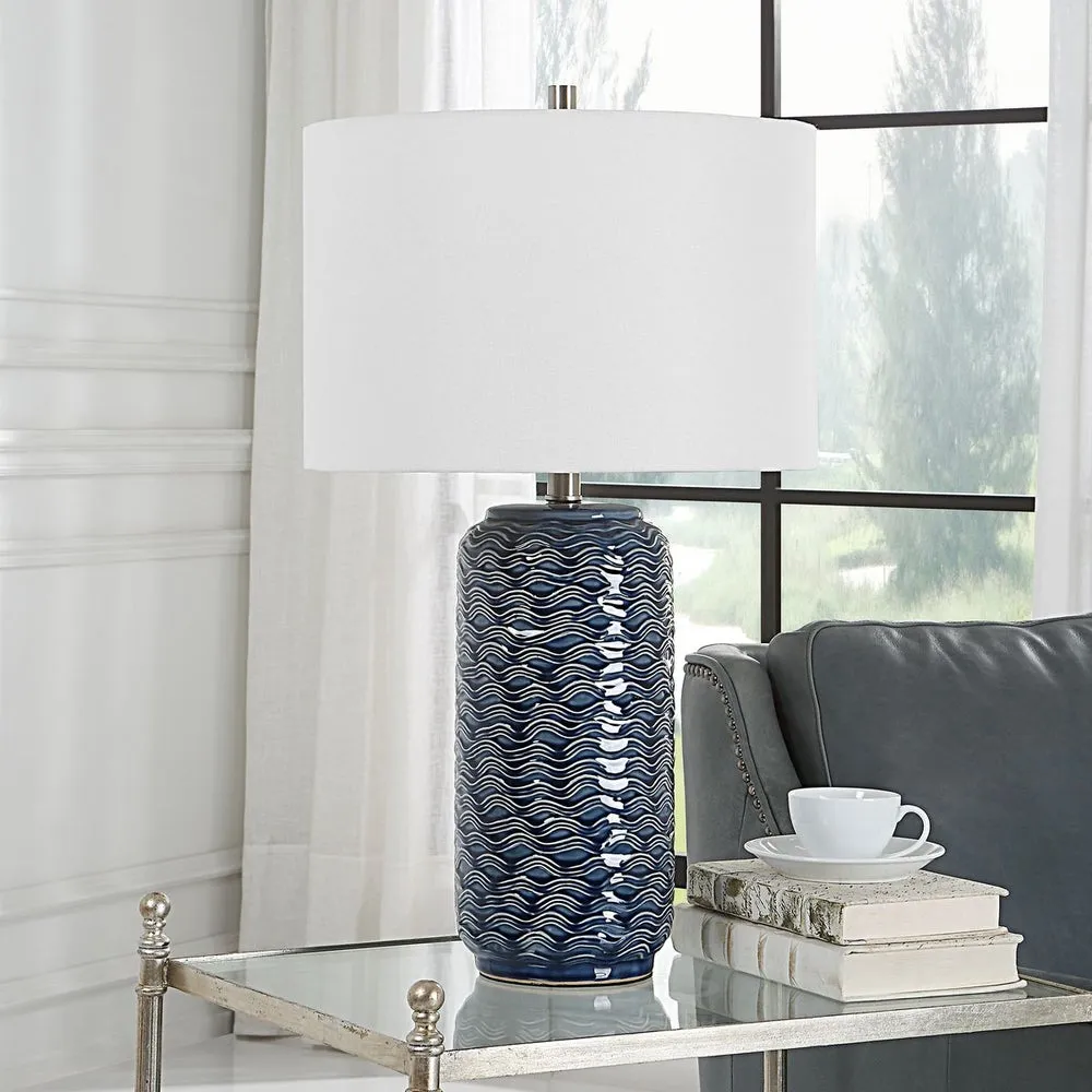 BLUE CERAMIC TABLE LAMP