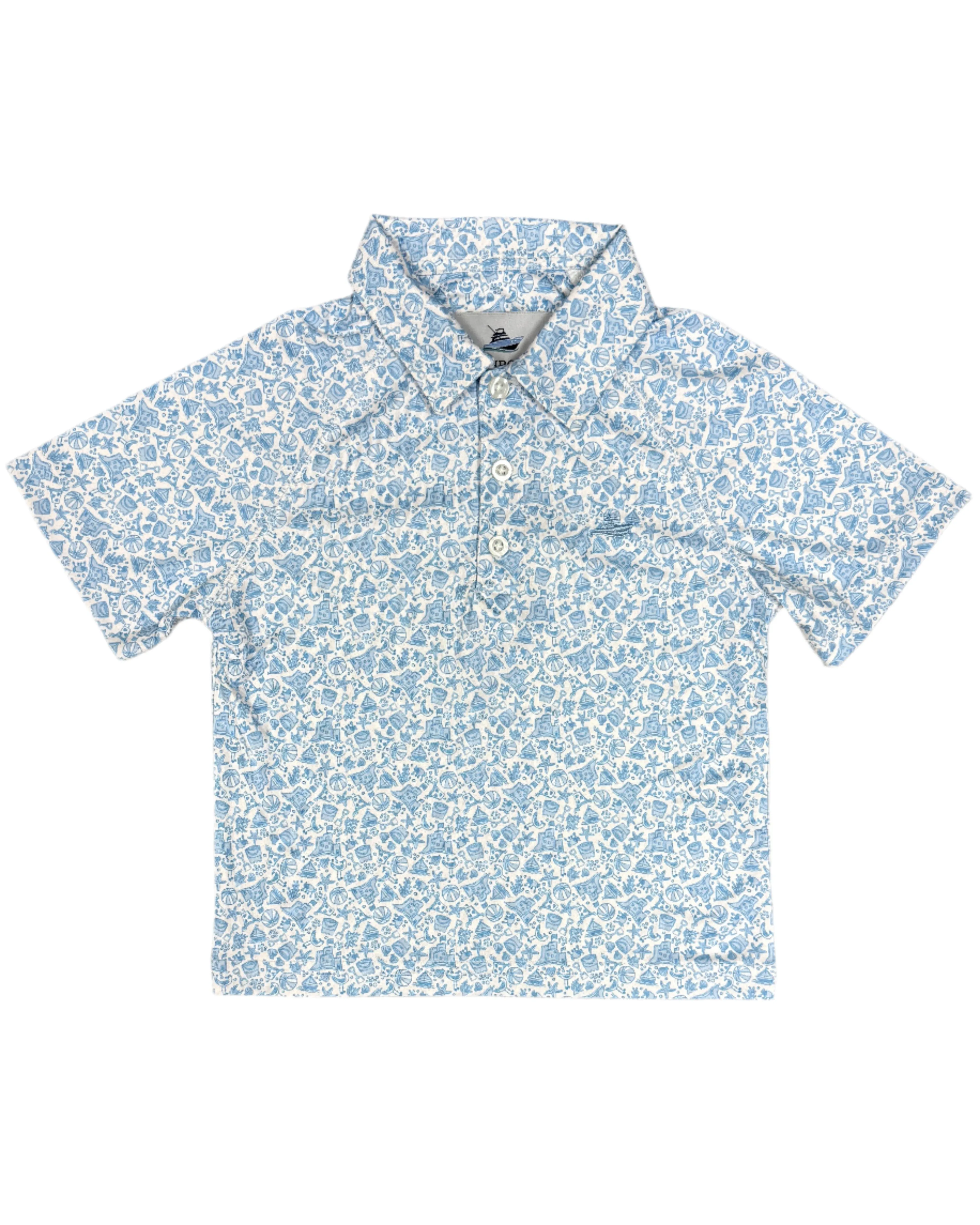 Boy's Printed Polo - Beach Print