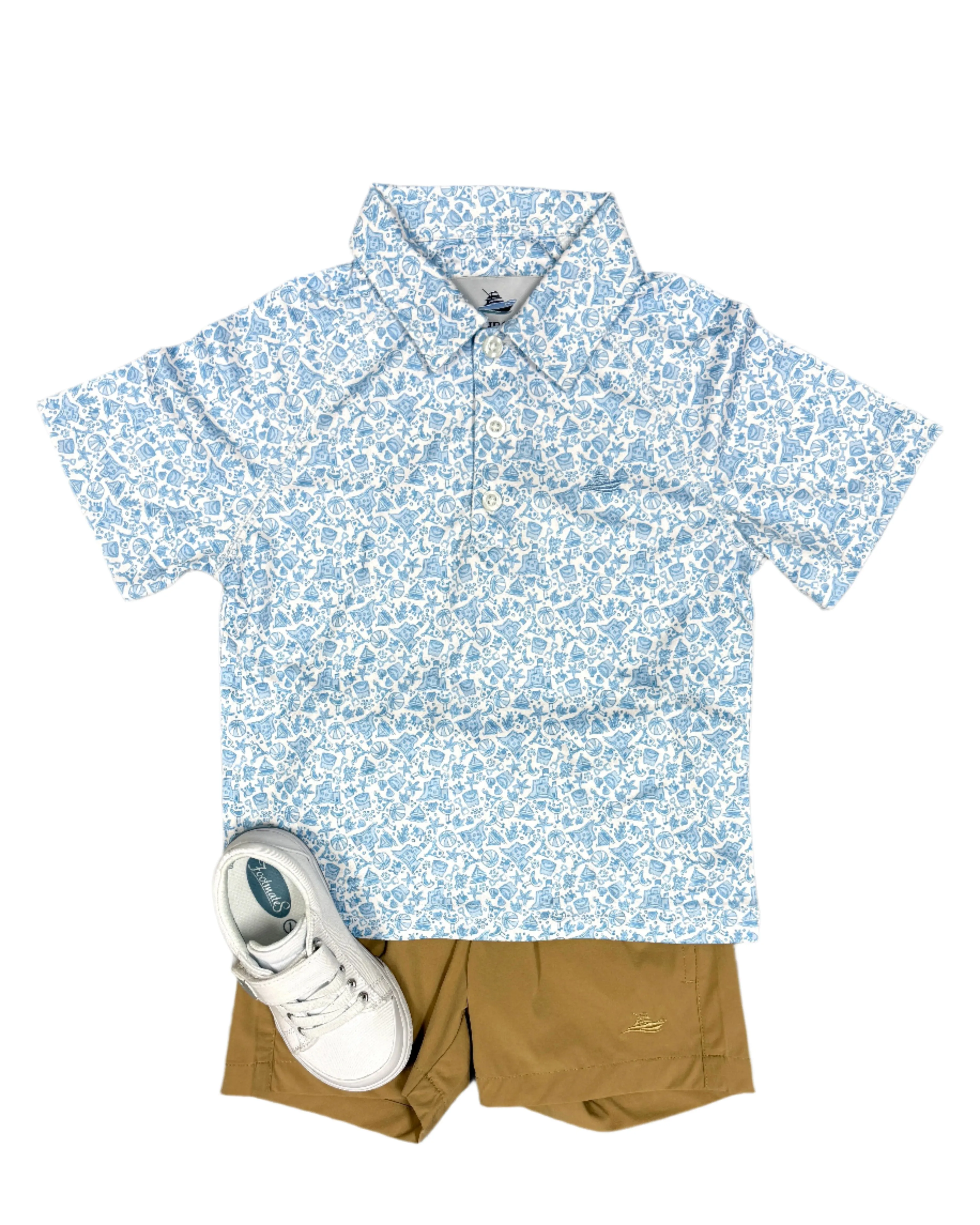 Boy's Printed Polo - Beach Print