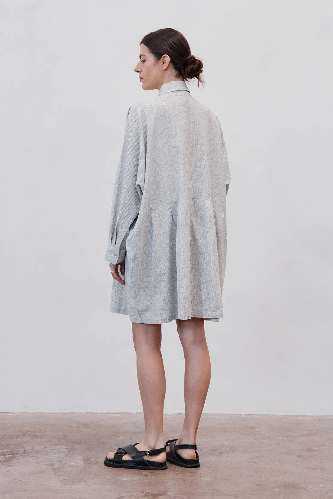 Byron Oversized Shirt Dress Grey Stripe