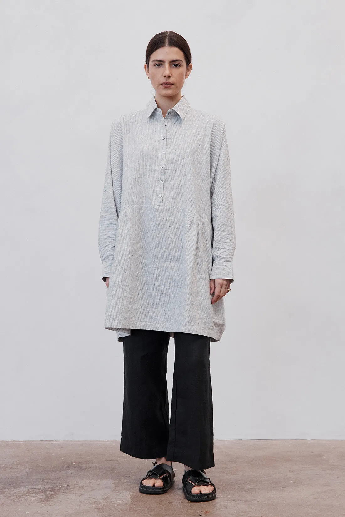 Byron Oversized Shirt Dress Grey Stripe