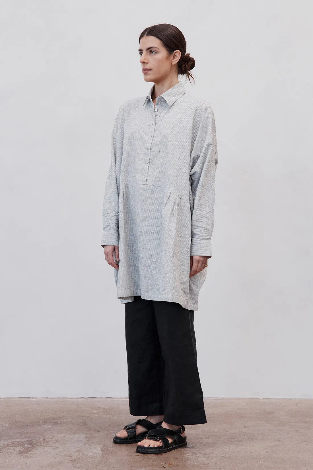 Byron Oversized Shirt Dress Grey Stripe