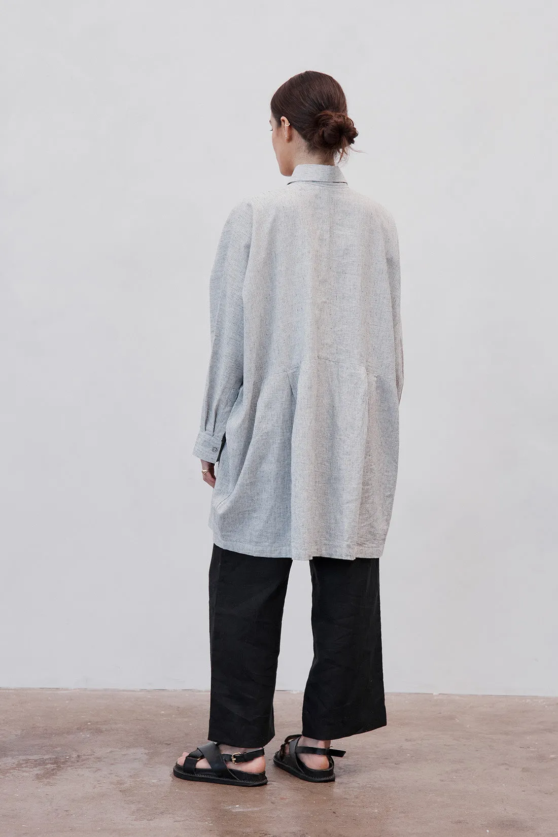 Byron Oversized Shirt Dress Grey Stripe