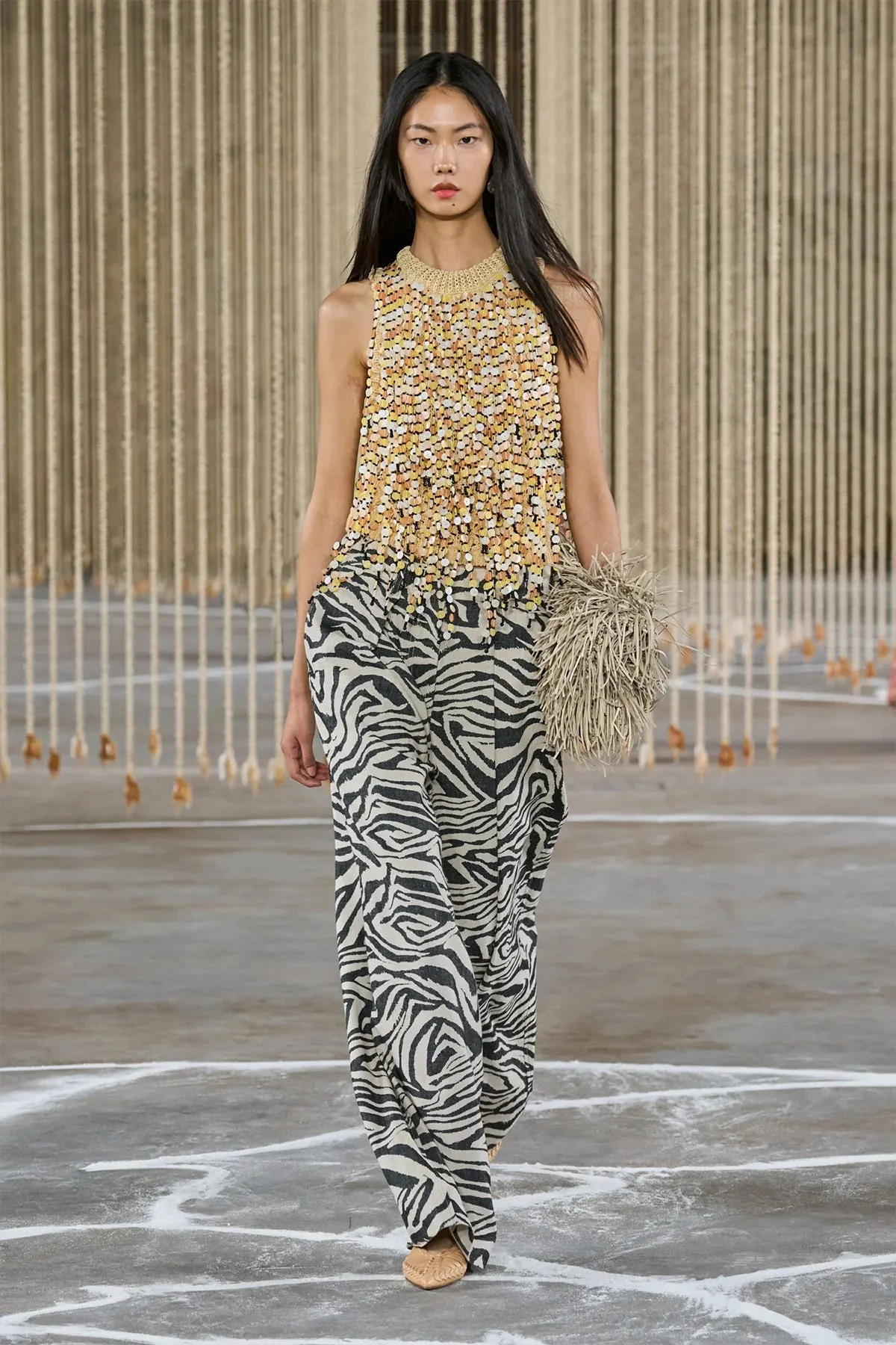 Cai Pleated Wide-Leg Pants in Zebra