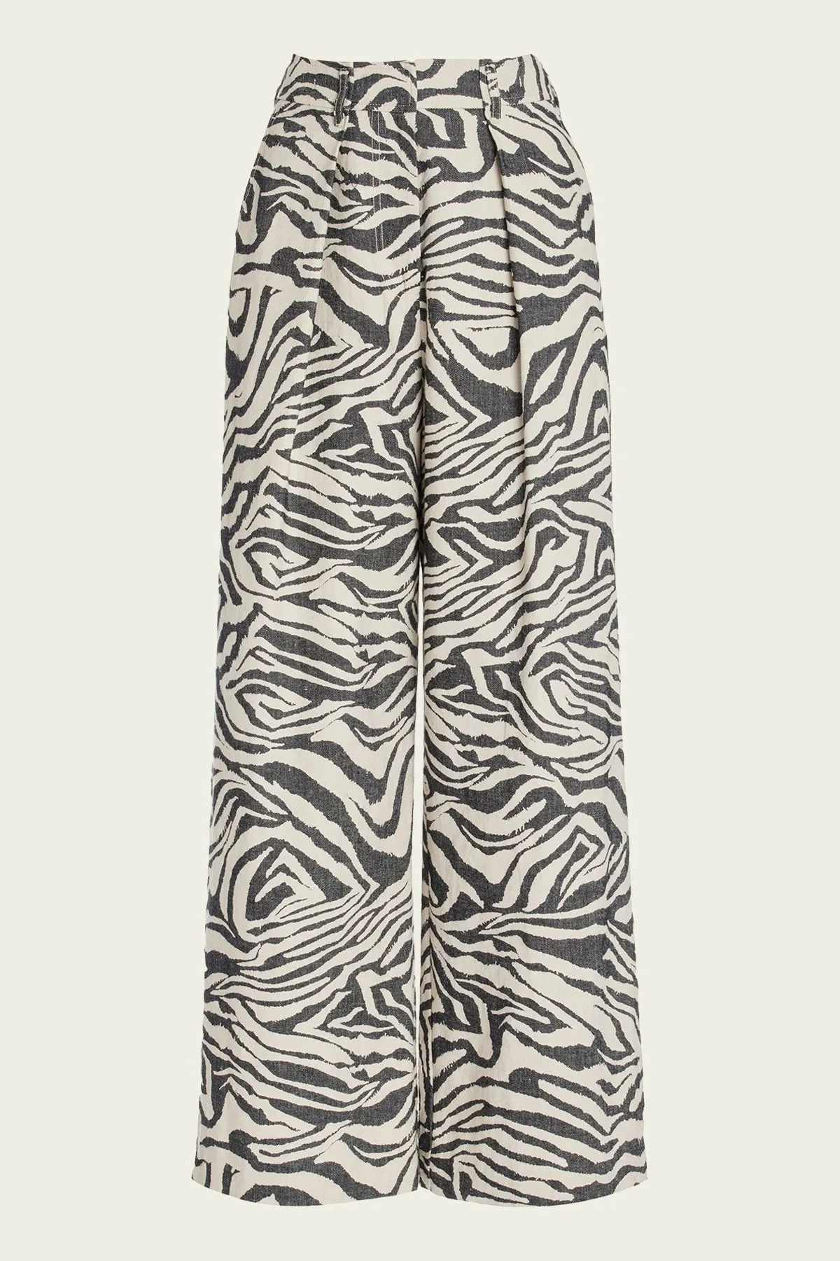 Cai Pleated Wide-Leg Pants in Zebra