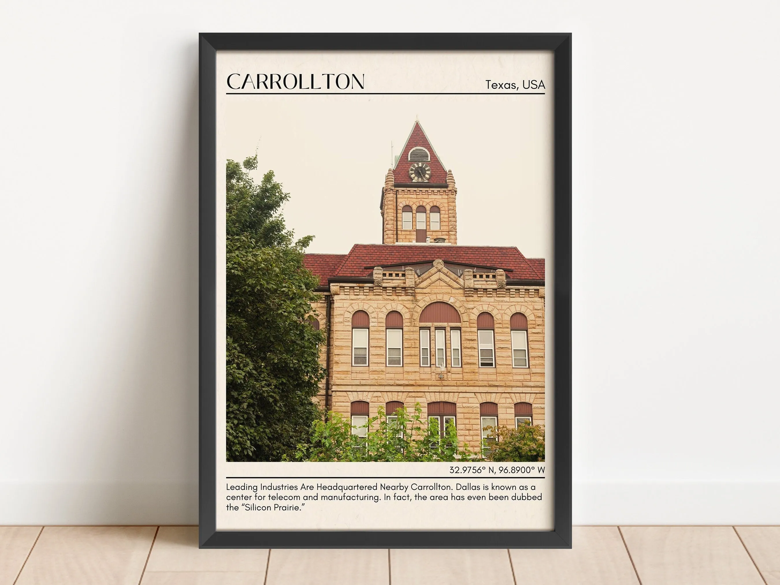 Carrollton Minimal Wall Art, Texas, USA