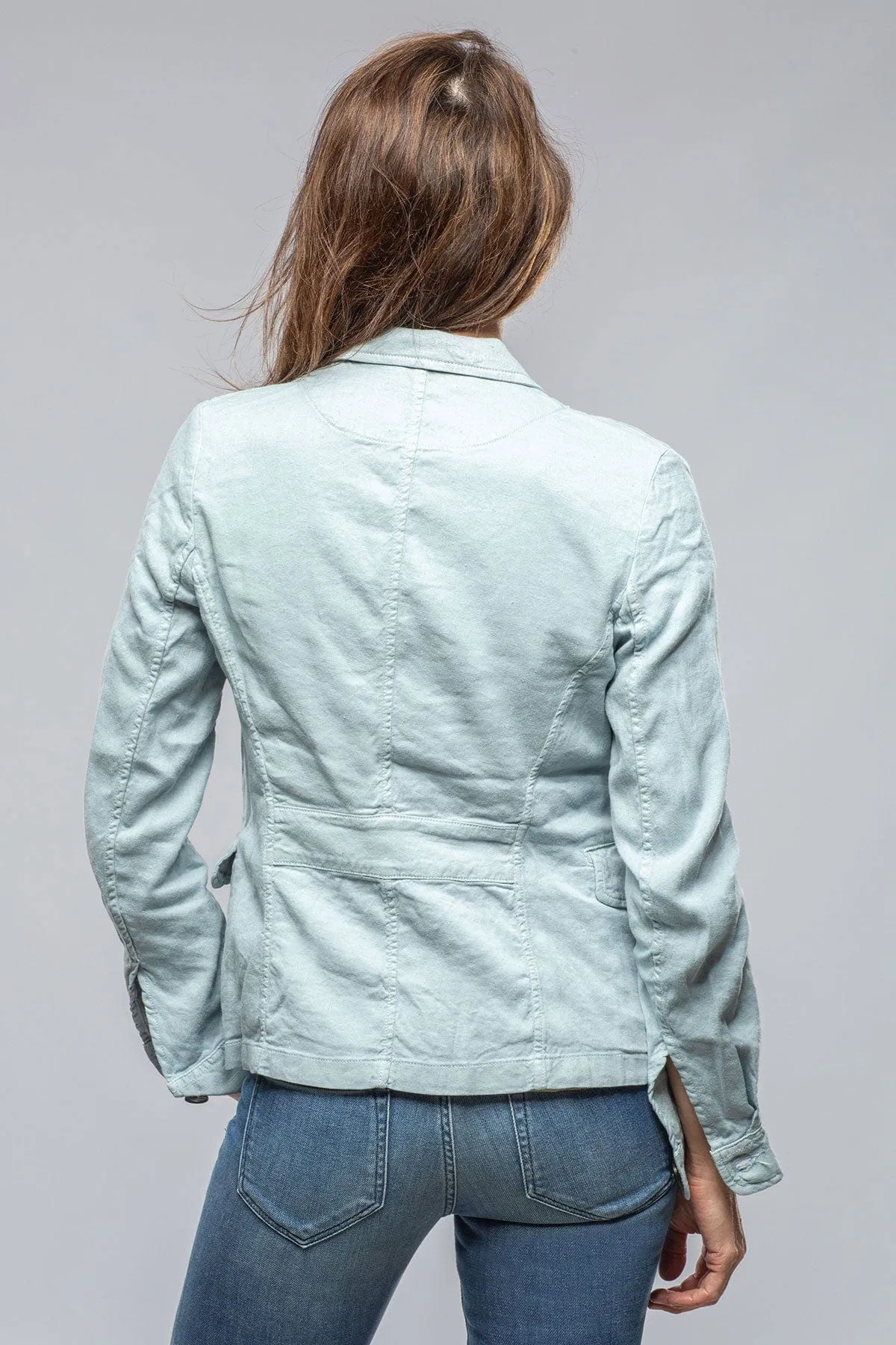 Chama Cotton Linen Washed Blazer Jacket In Blue Ice