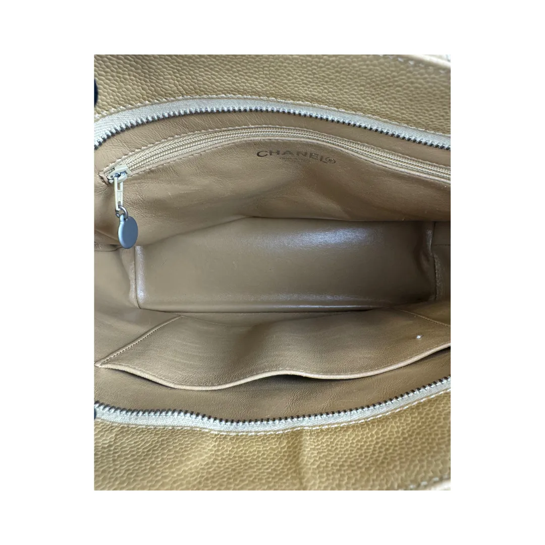 Chanel Beige Caviar Medallion Tote