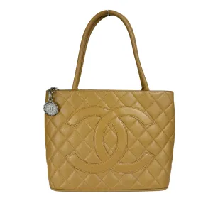Chanel Beige Caviar Medallion Tote