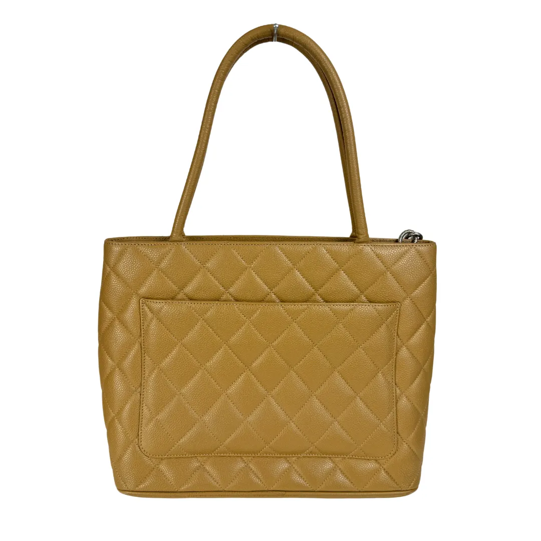 Chanel Beige Caviar Medallion Tote