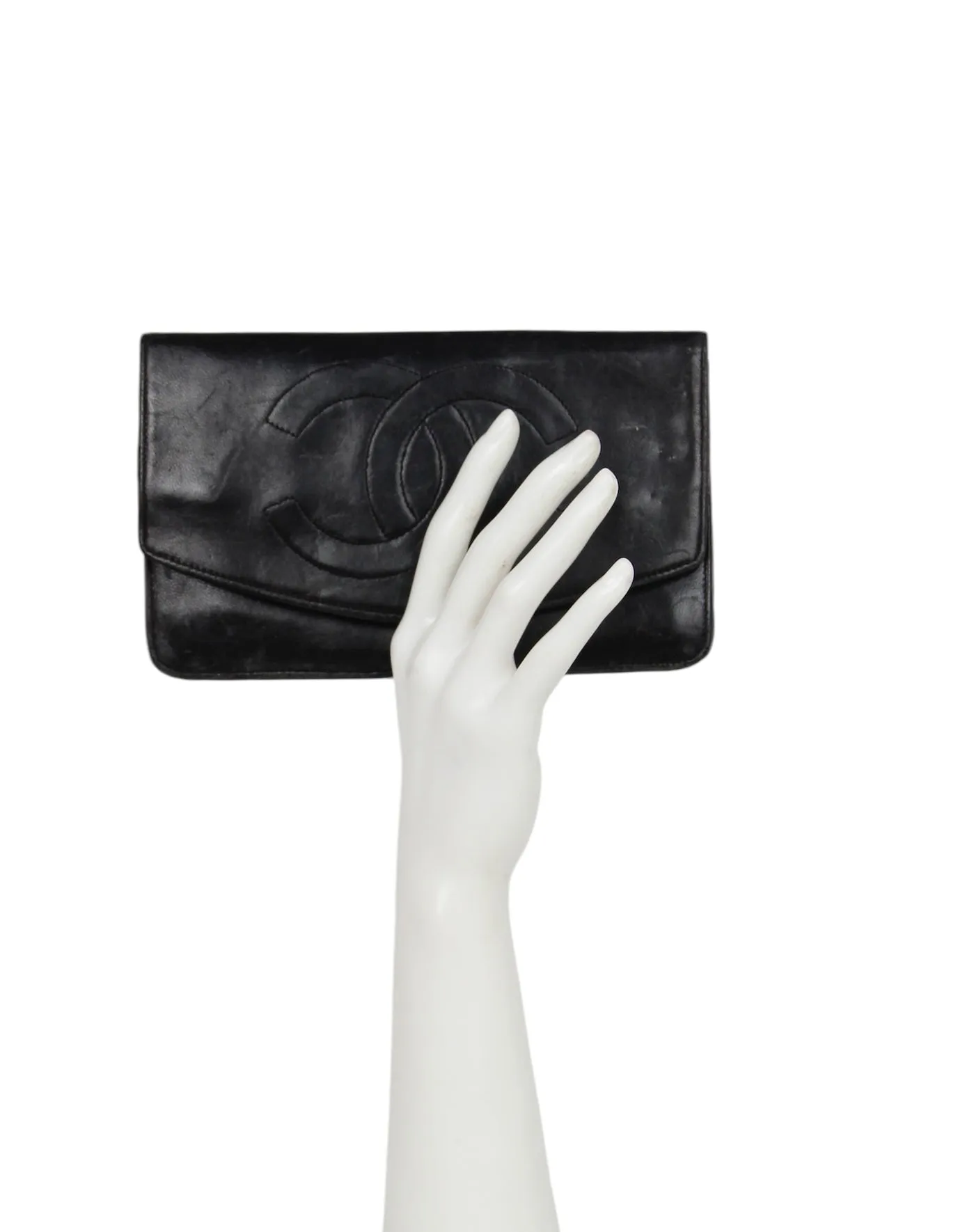 Chanel Vintage Black Wallet/Clutch AS-IS