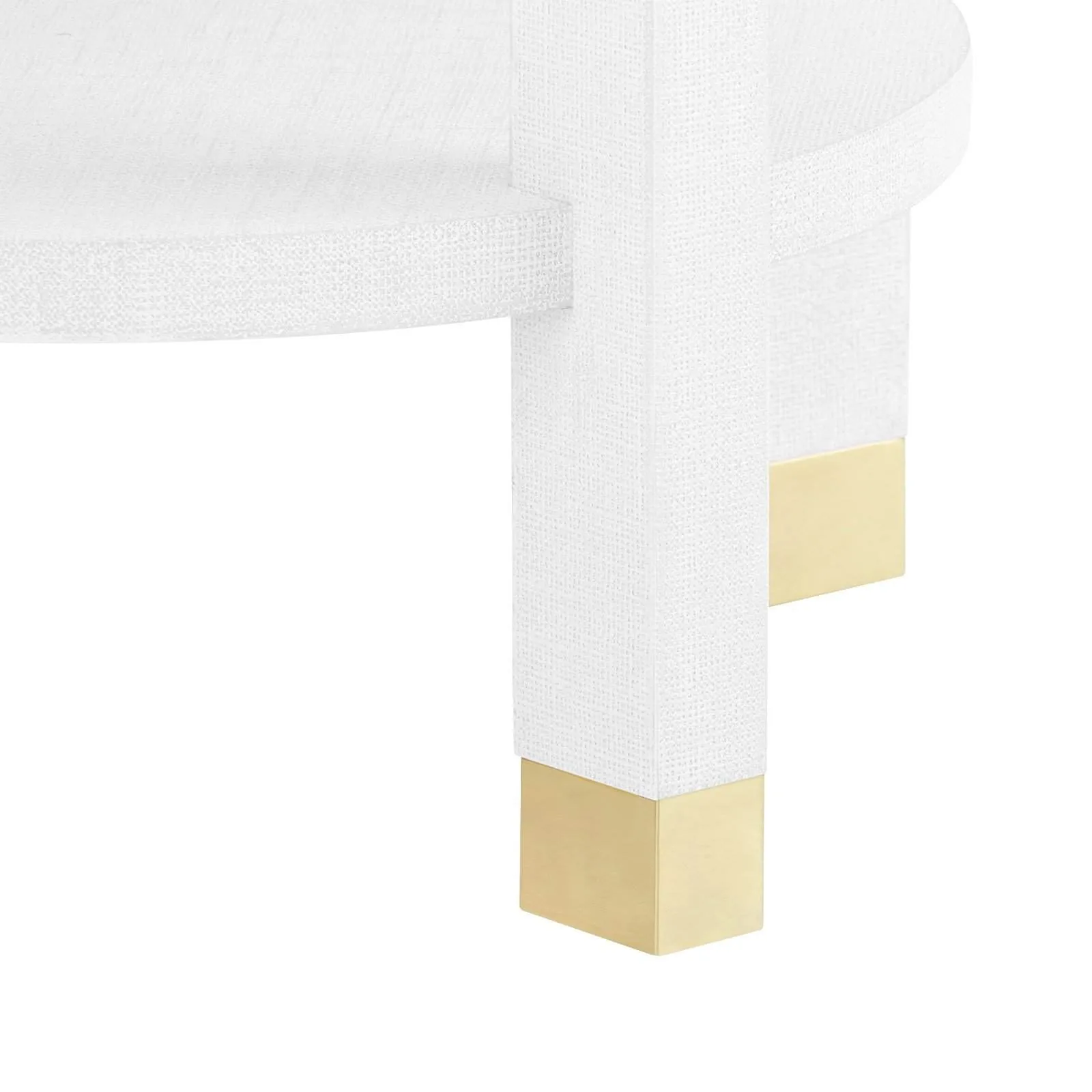 Claudette 1-Drawer Round Side Table / Cream, Brass
