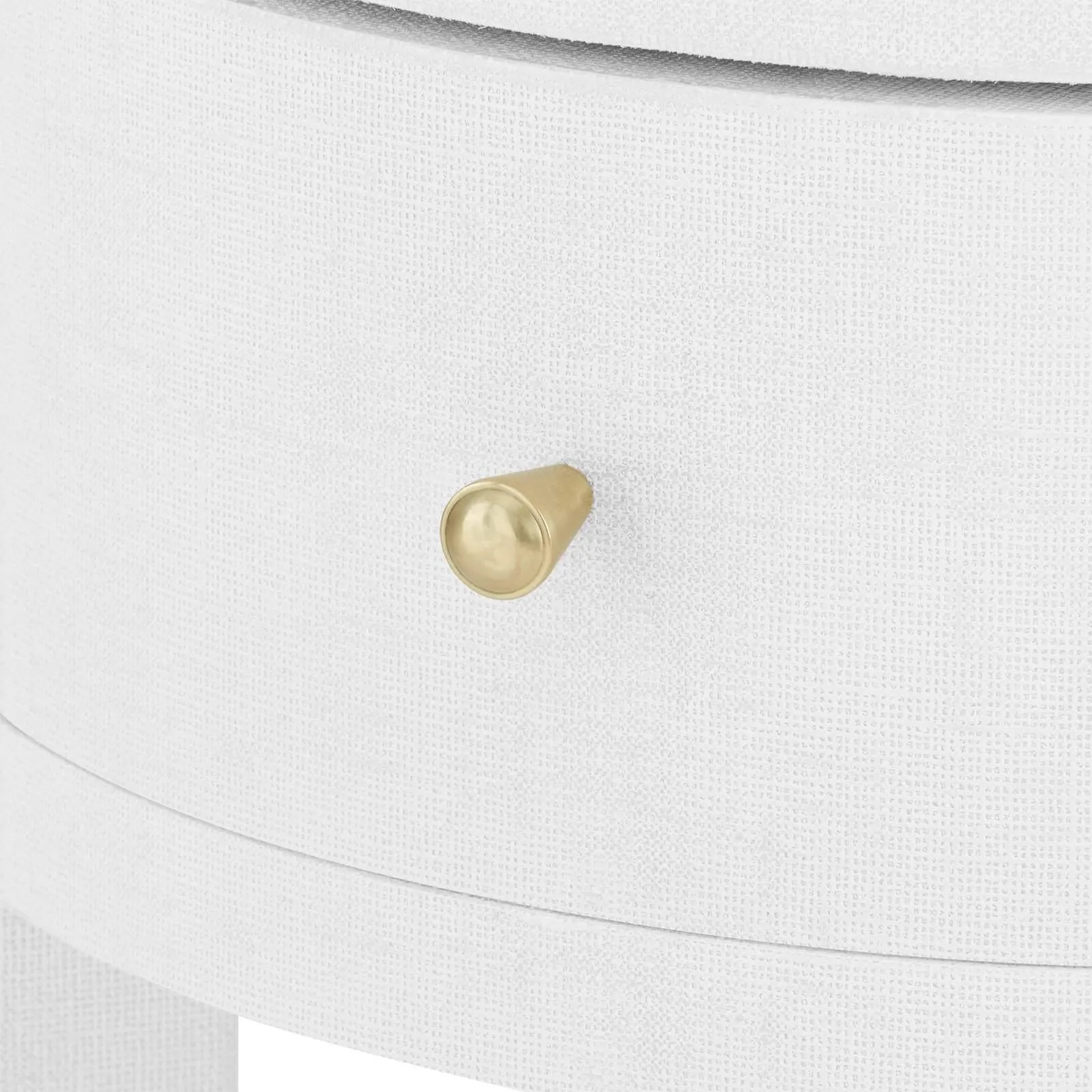 Claudette 1-Drawer Round Side Table / Cream, Brass