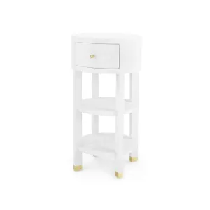 Claudette 1-Drawer Round Side Table / Cream, Brass